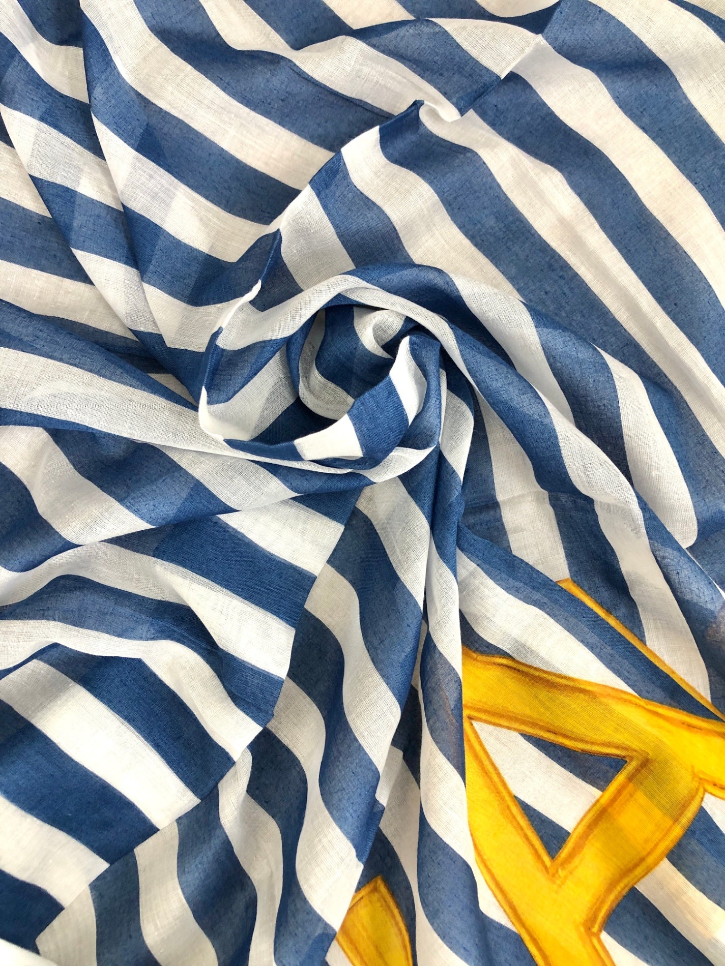 CHANEL Logo Scarf Blue×White CottonVintage hxte7s