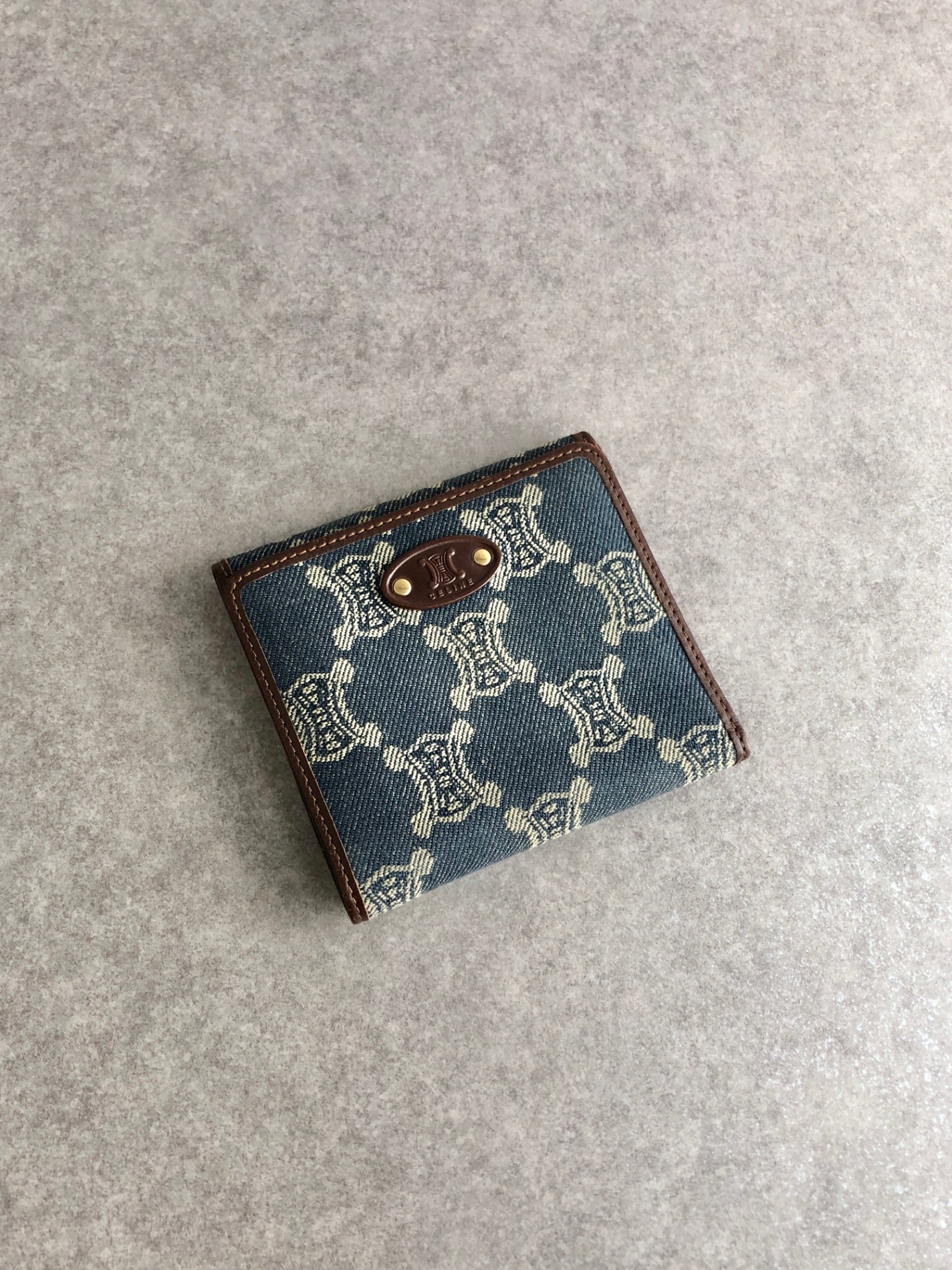 CELINE Paris Macadam Folded Wallet Indigo Vintage y56tva