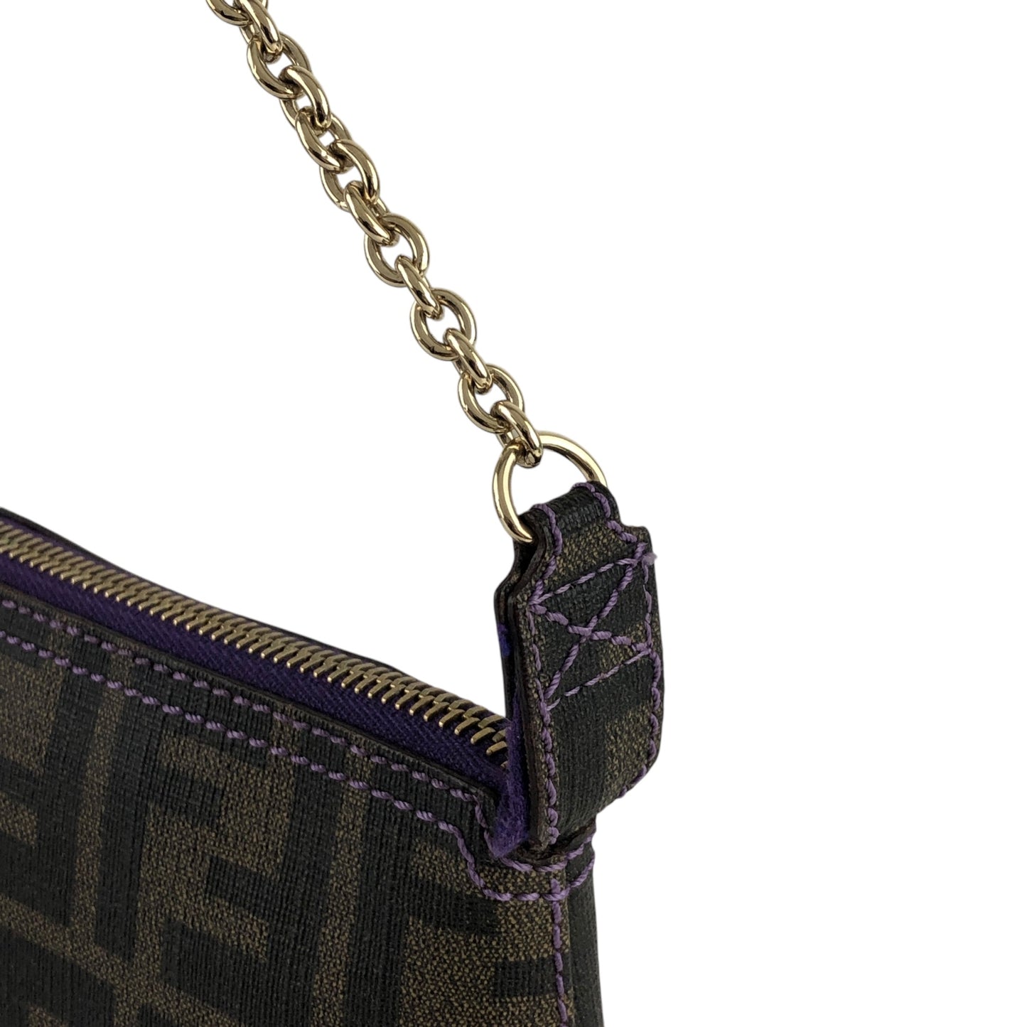 FENDI Zucca Chain Handbag Brown Vintage 2cxwge