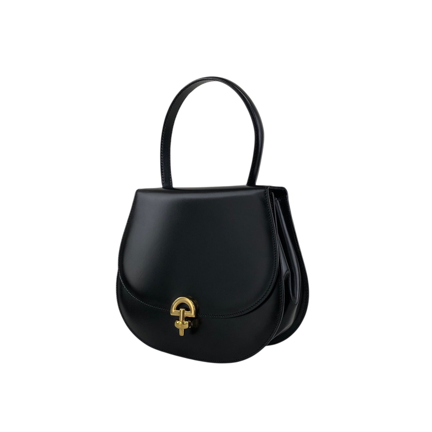 CELINE Front Buckle Two-way Handbag Shoulder bag Black Vintage htie7e