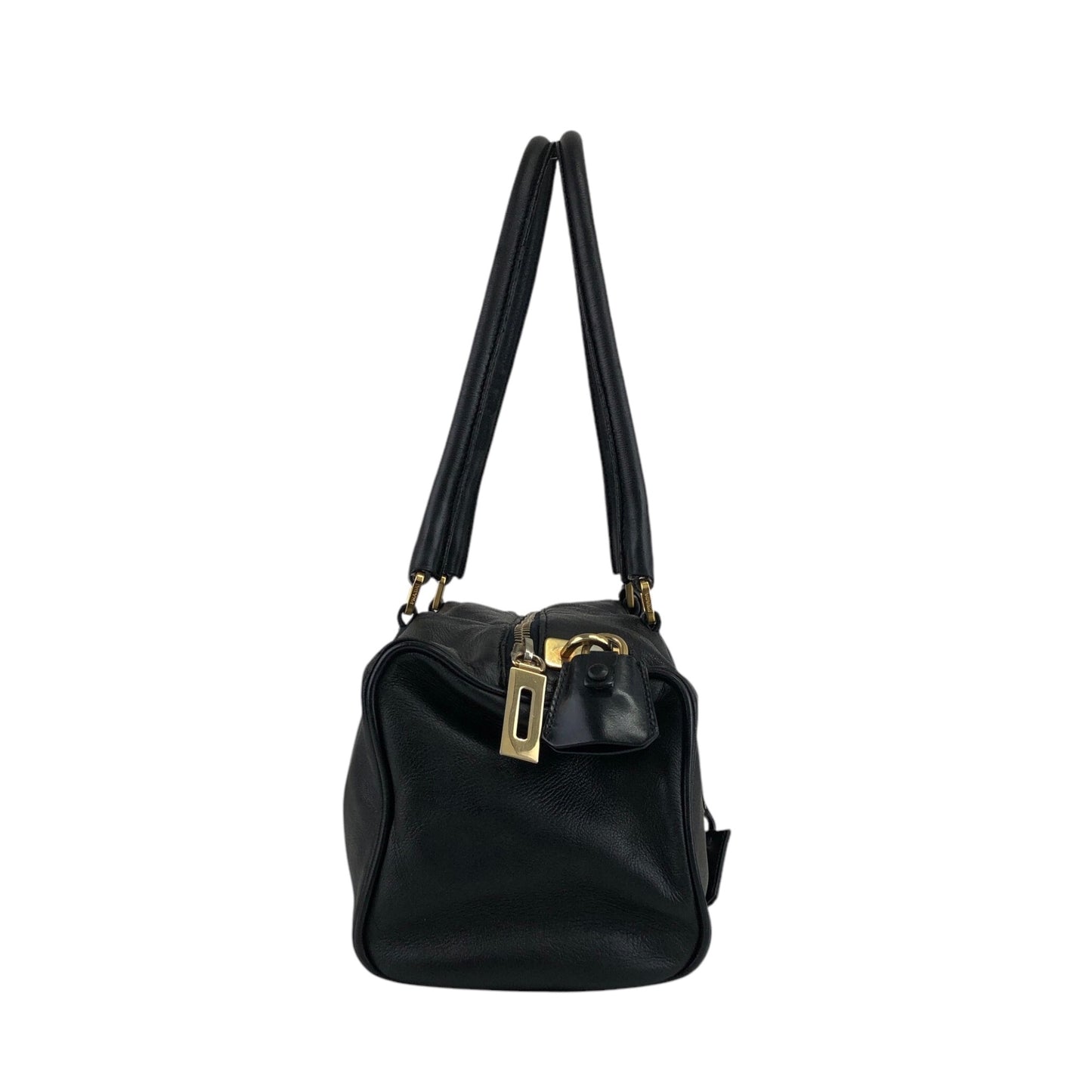 PRADA Padlock Handbag Black Vintage k84sjm