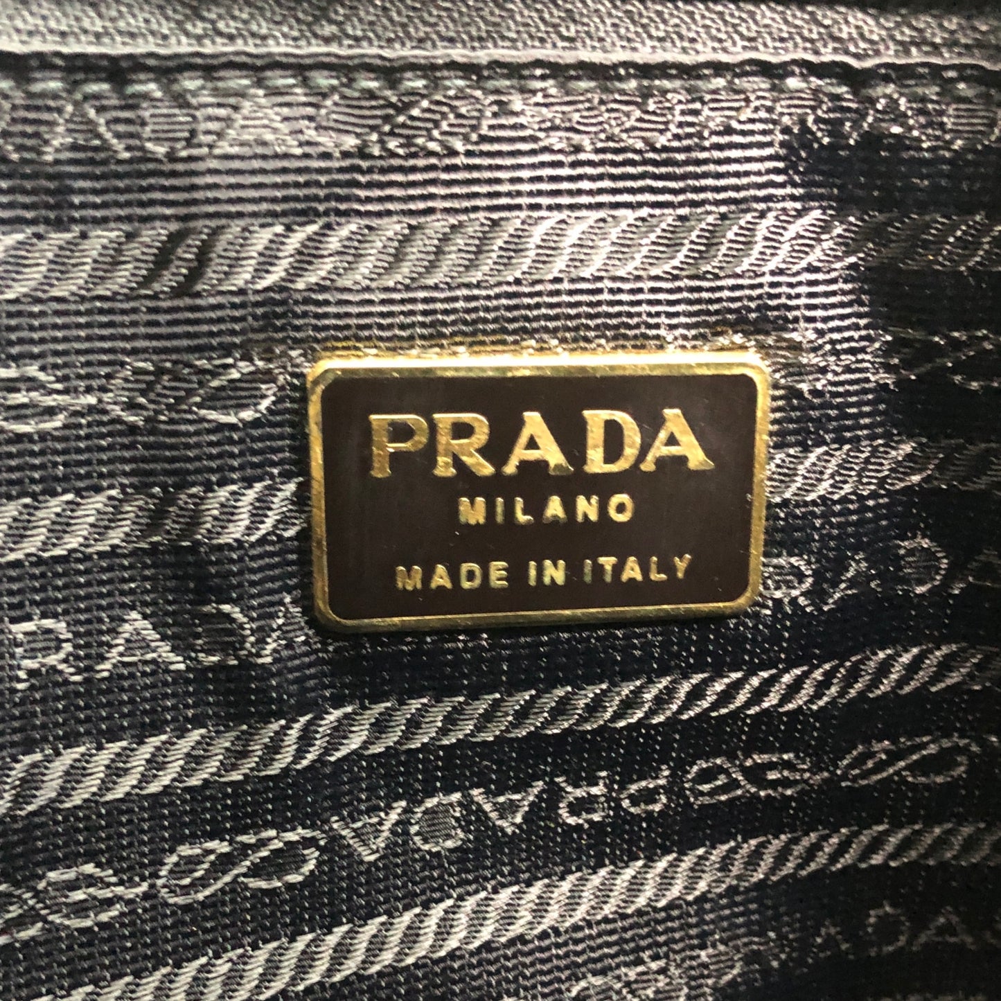 PRADA Triangle Logo Metal Handle Handbag Black Vintage 783mpx