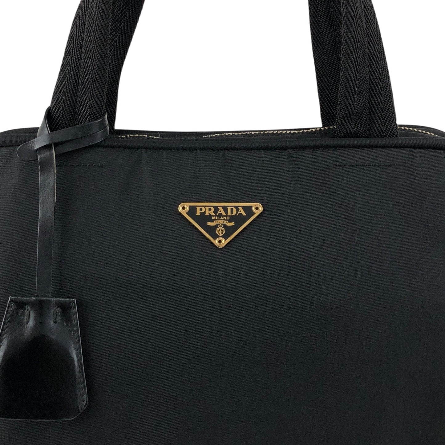 PRADA Tessuto Triangle Logo Handbag Black Vintage p7dydt