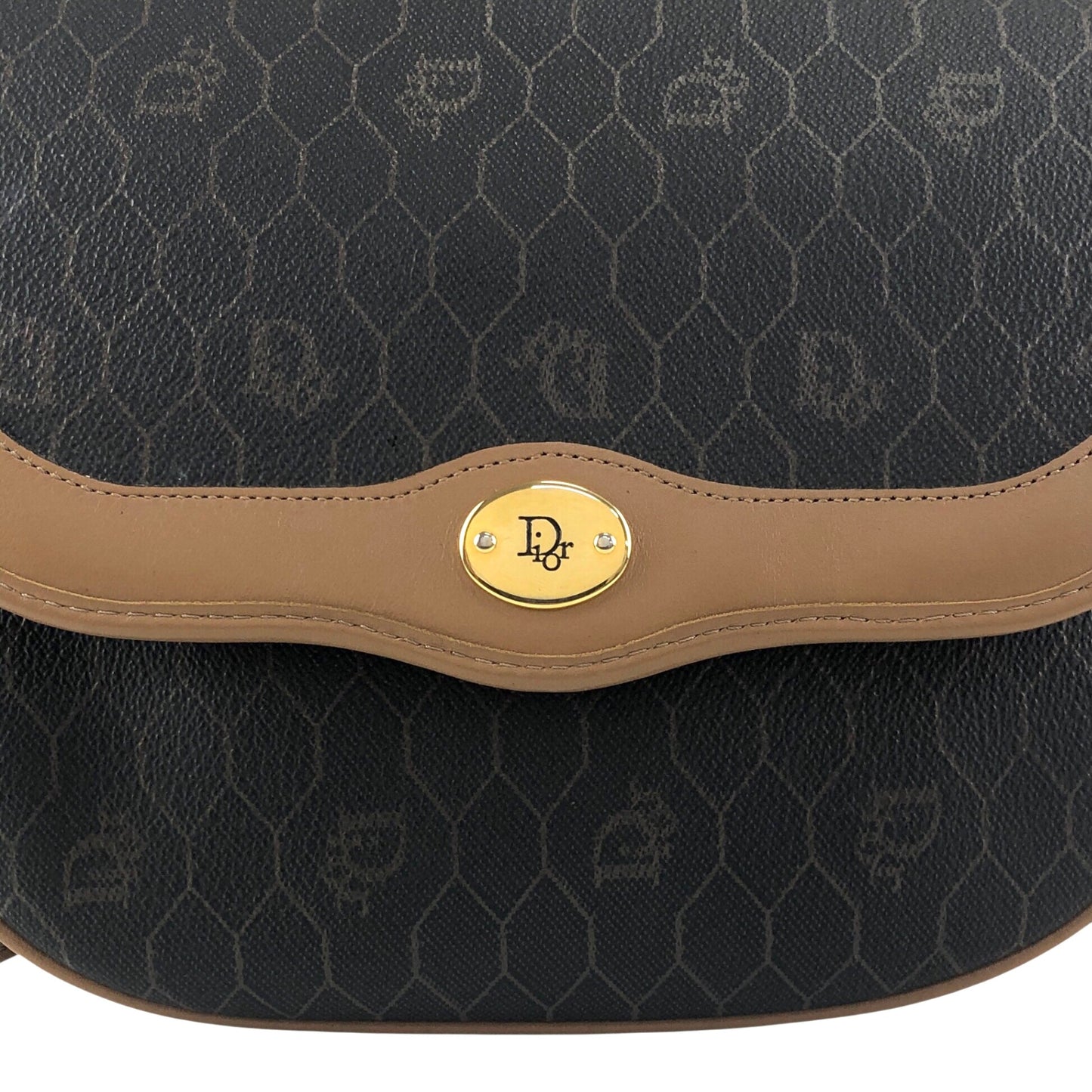 Christian Dior Honeycomb Pattern Logo Shoulder bag Black Vintage 4amtif