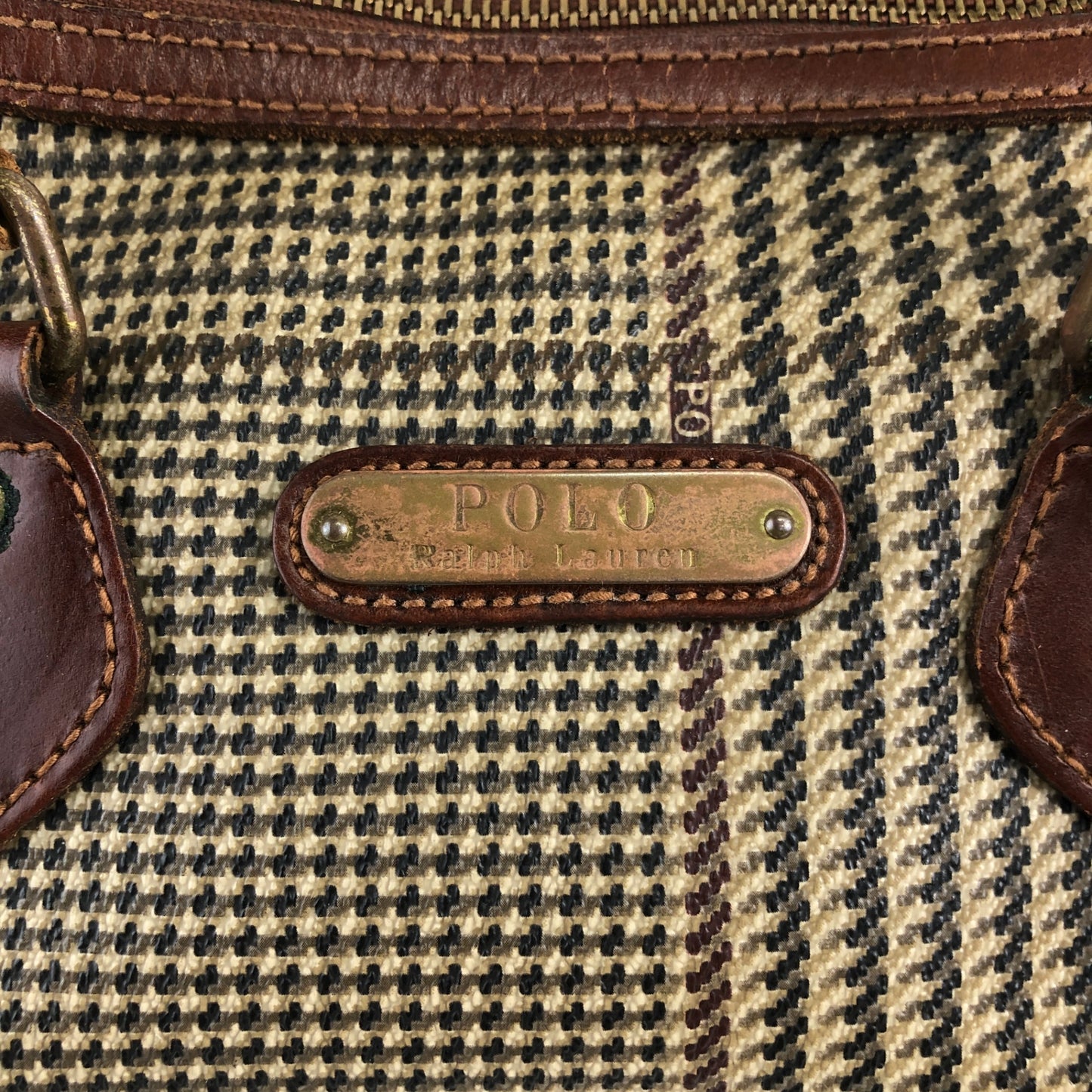 RALPH LAUREN Logo Boston bag Brown Vintage djz8wh