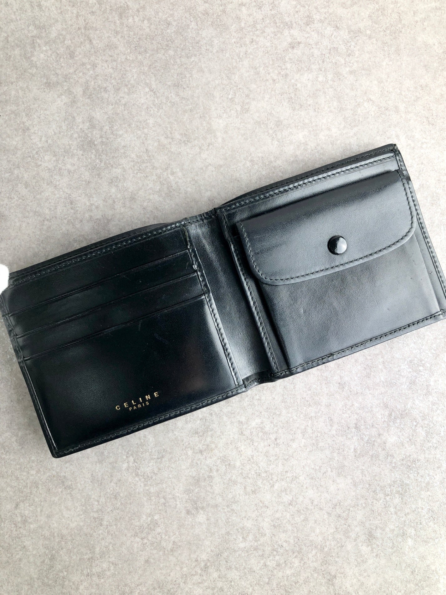 CELINE Macadam Folded Wallet Black Vintage 7k37du