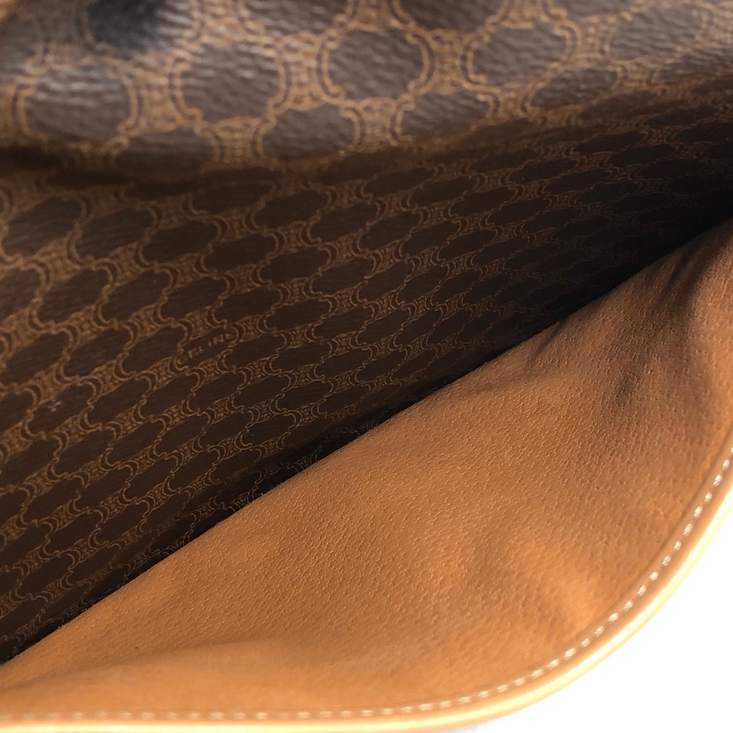 CELINE Macadam Blason Flap Shoulder bag Round bag Brown Vintage s34ak3