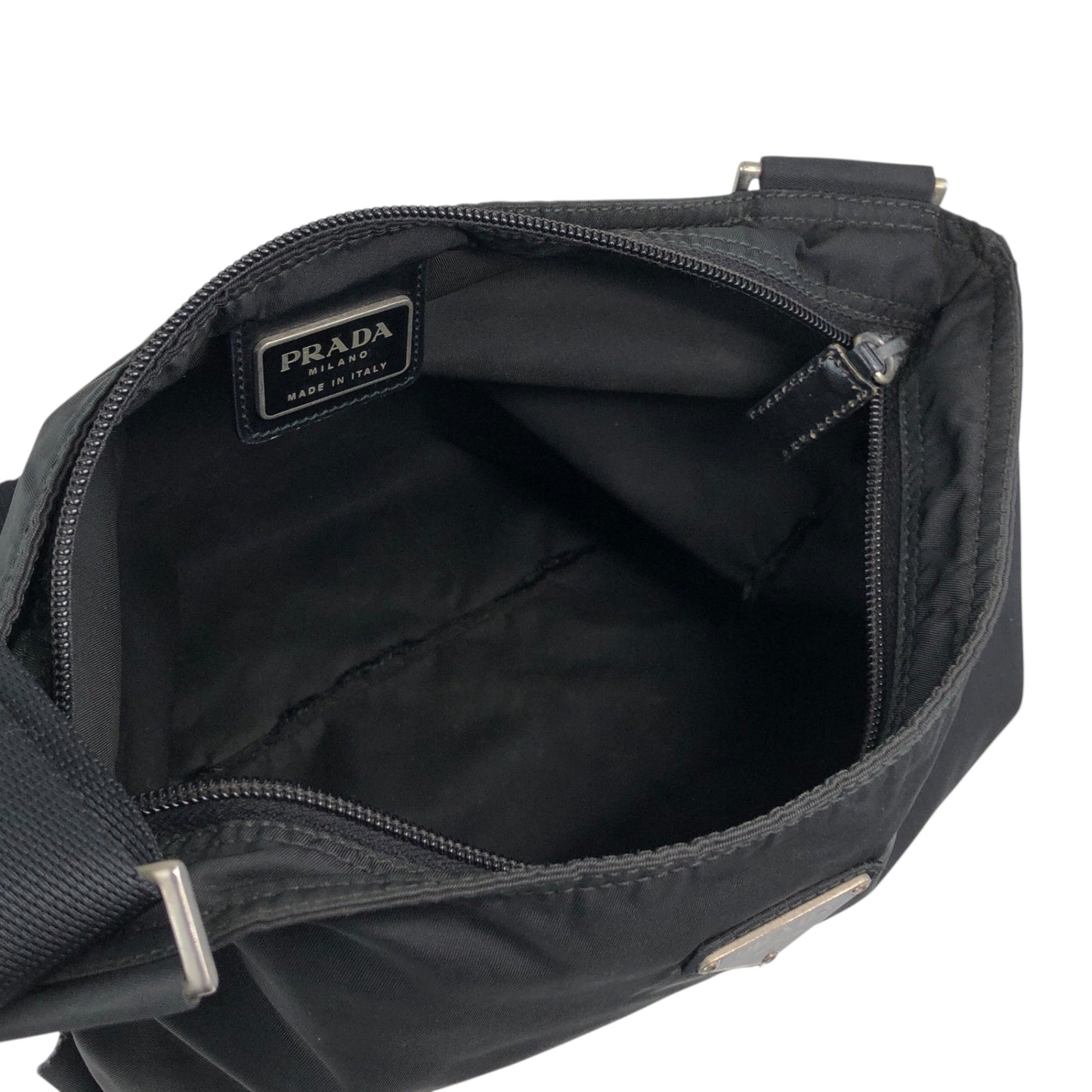 PRADA Tessuto Triangle Logo Shoulder bag Black Vintage cgen7x
