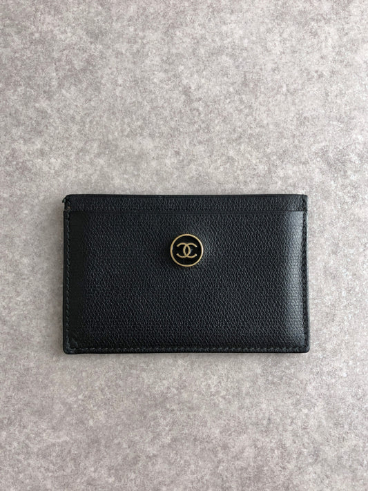 CHANEL Coco Mark Card holder Black Vintage 2wbjut