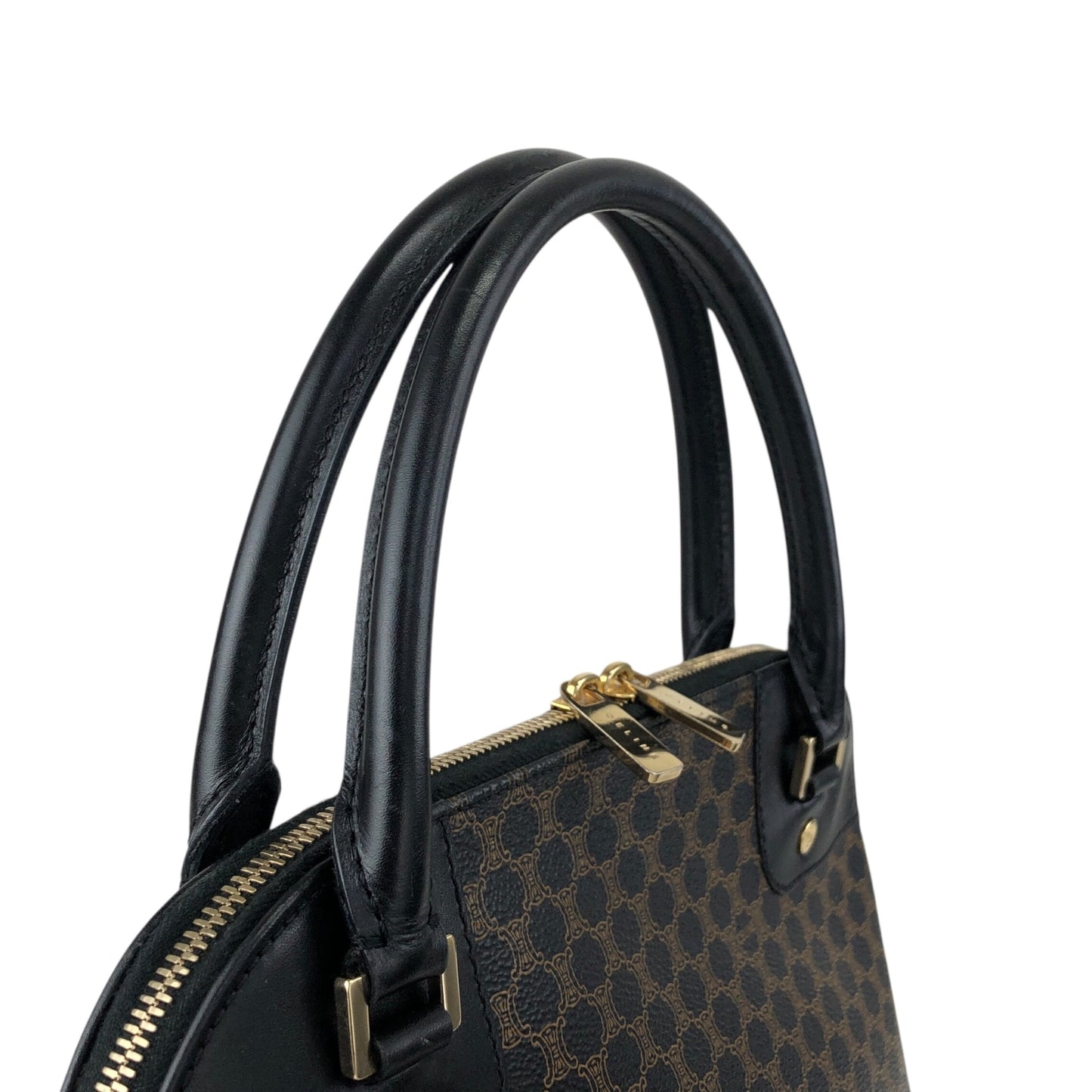 CELINE Macadam Two-way Handbag Shoulder bag Black Vintage zmn3dz