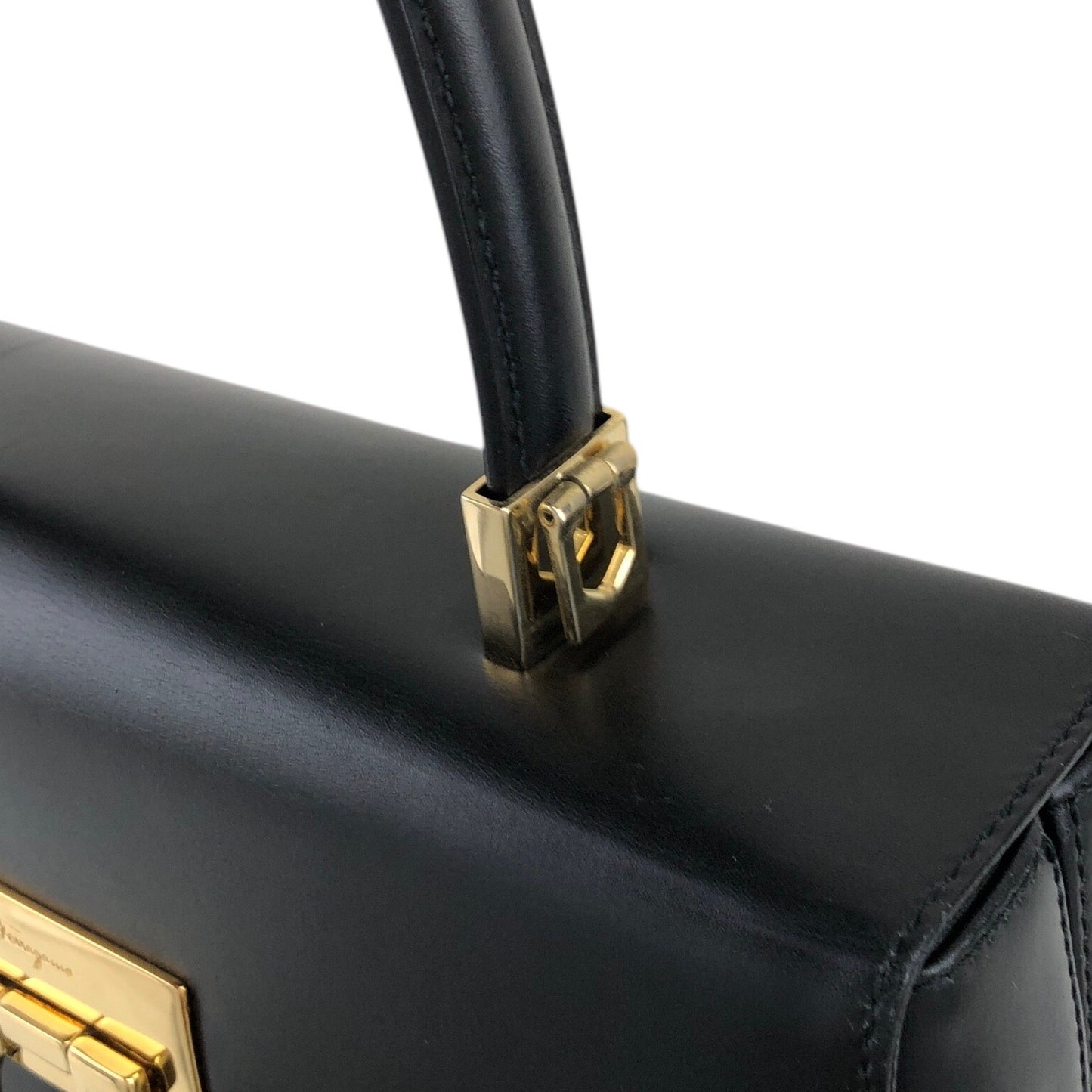 Salvatore Ferragamo Gancini Two-way Handbag Shoulder bag Black Vintage dudz6b