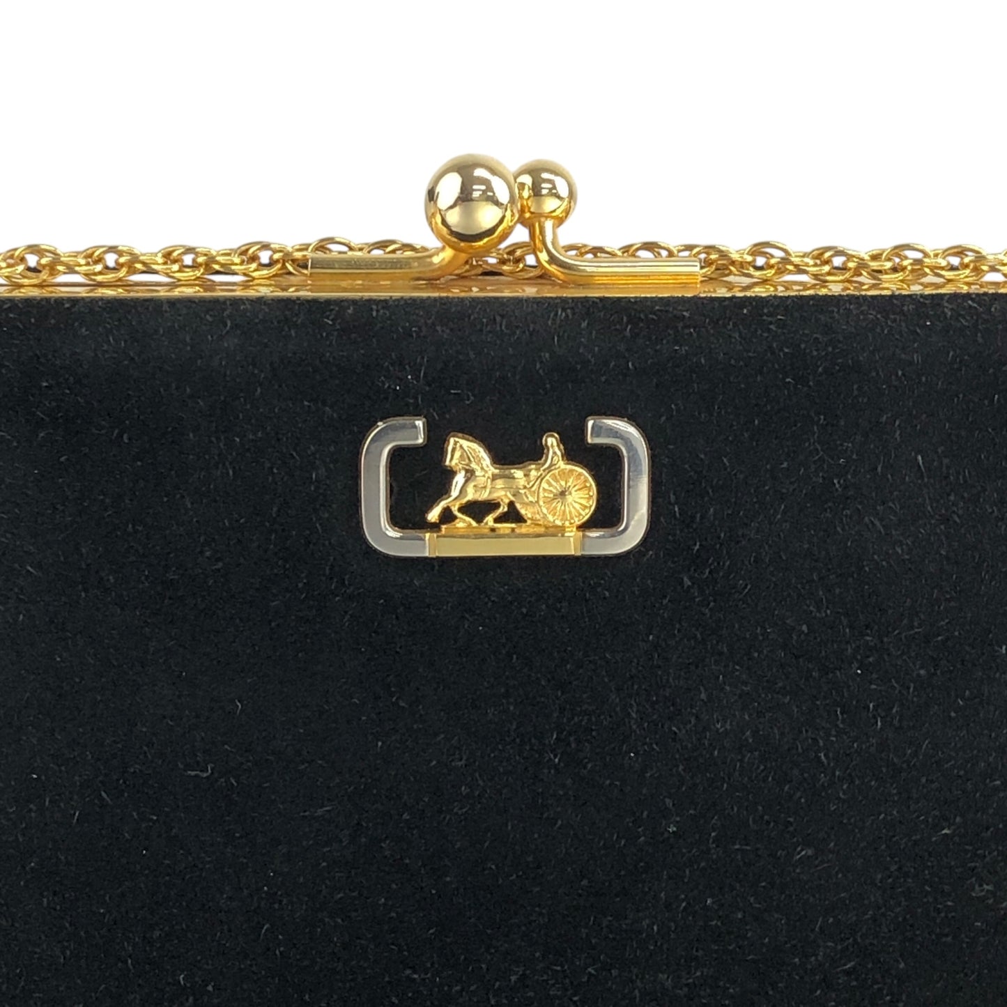 CELINE Horse Carriage Chain Shoulder bag Hobobag Black Vintage a875h8