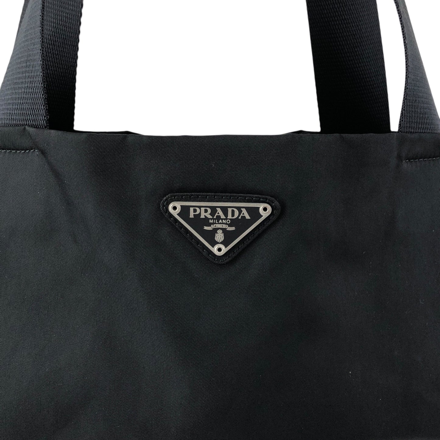 PRADA Tessuto Triangle Logo Totebag Black Vintage fhex45