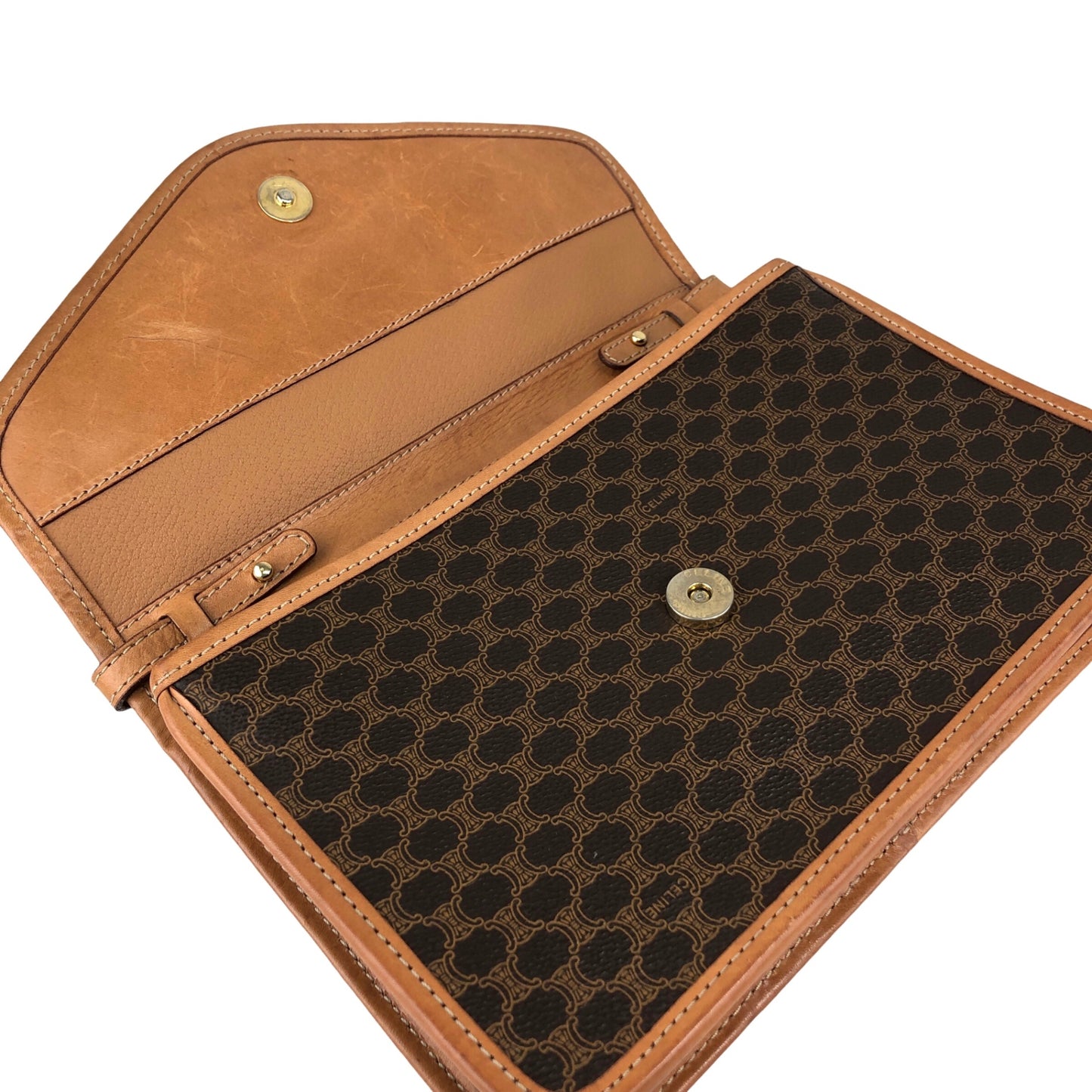 CELINE Macadam Blason Shoulder bag Brown Vintage tfmjuy