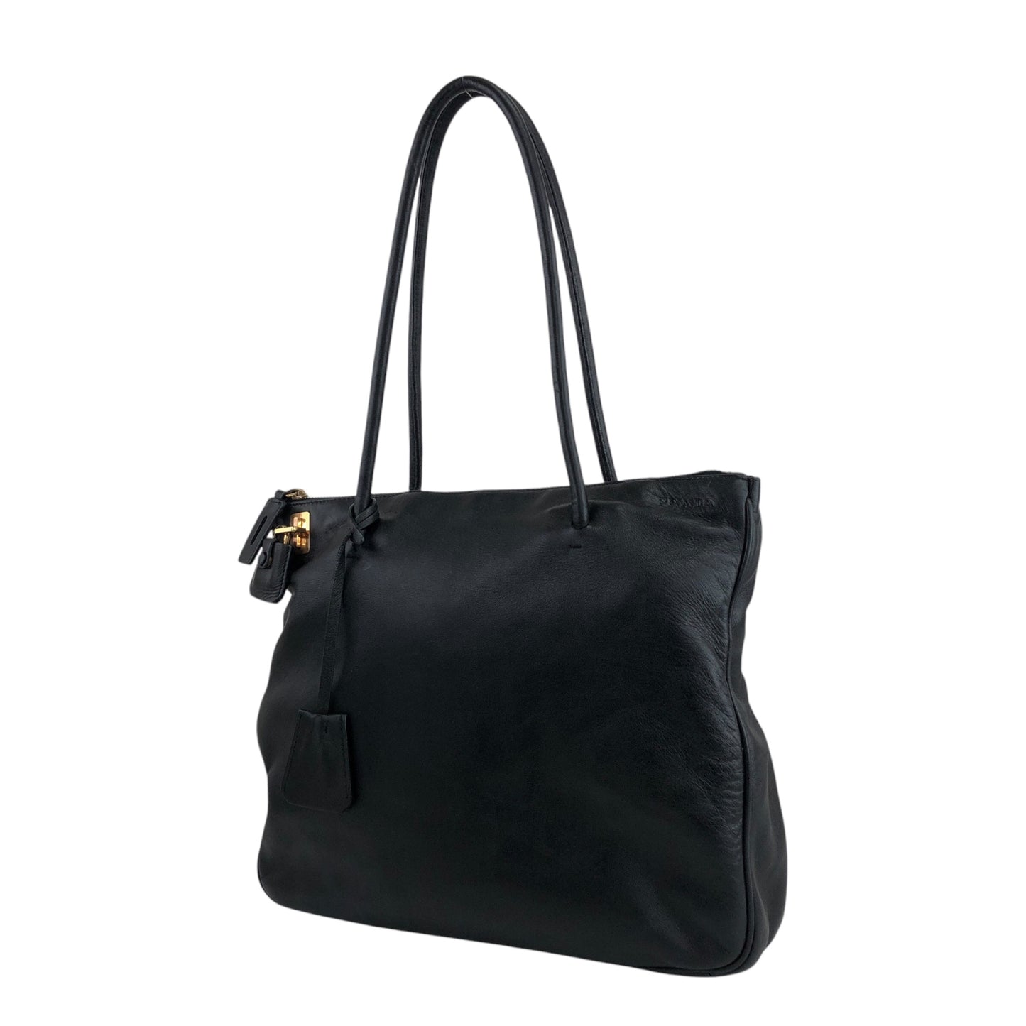 PRADA Logo Embossed Totebag Black Vintage r7ii2c