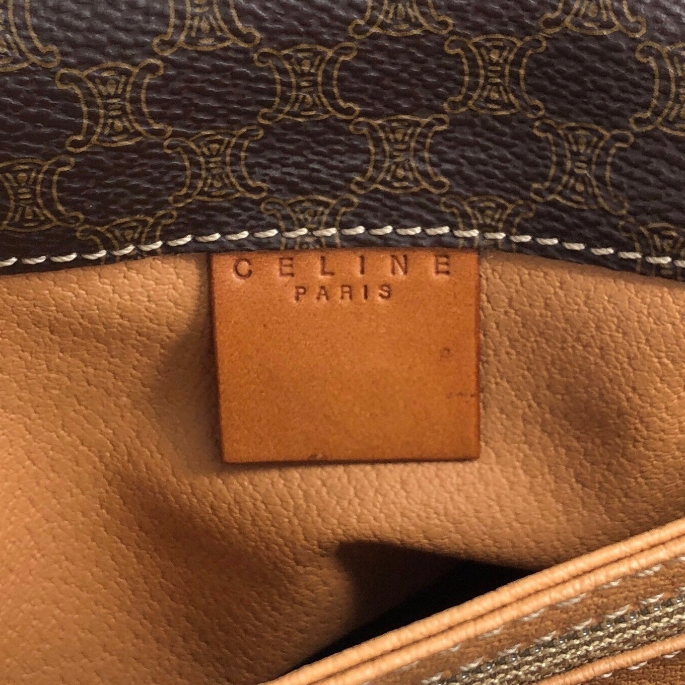 CELINE Macadam Blason Front Buckle Shoulder bag Brown Vintage yanyh7