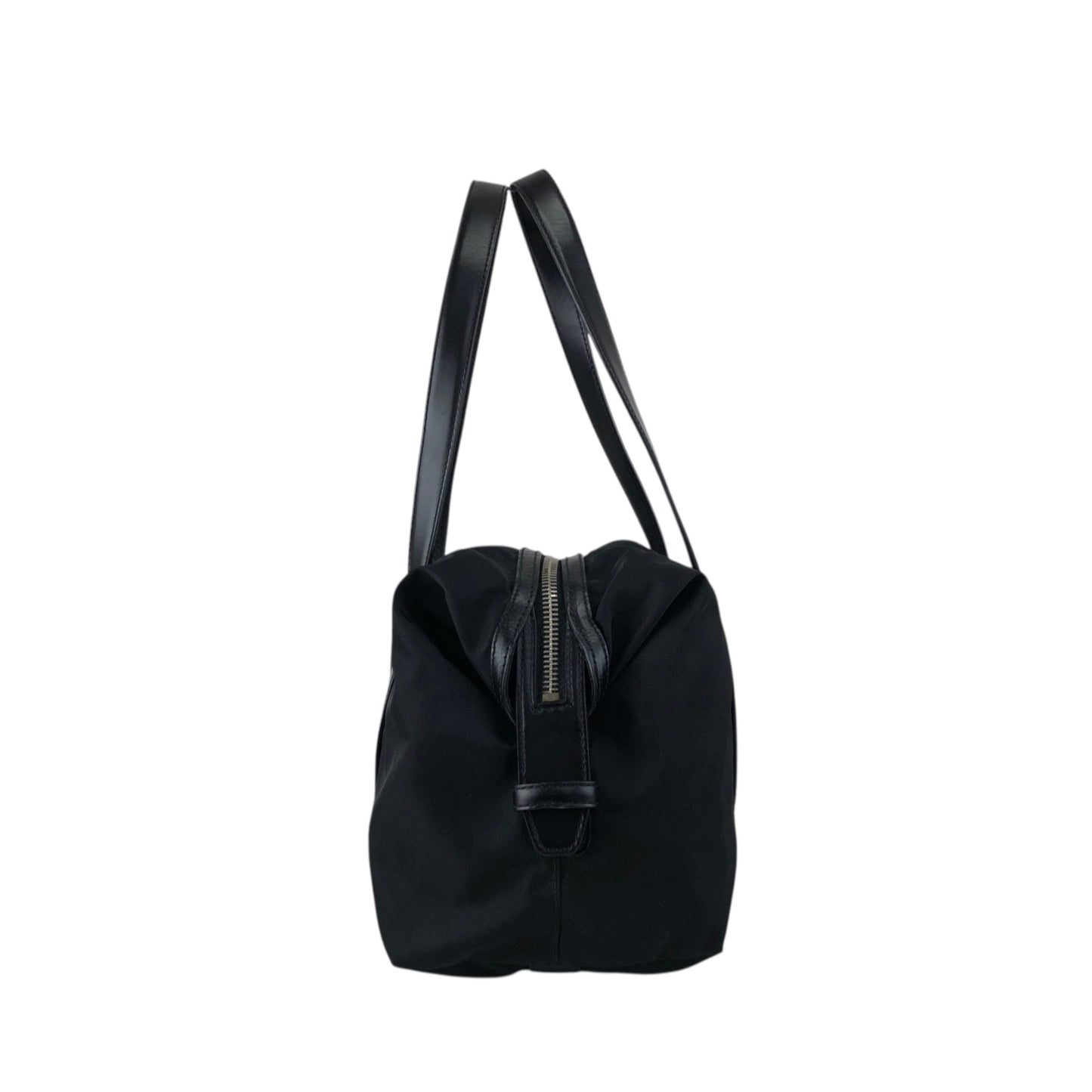 PRADA Tessuto Triangle Logo Small Boston bag Handbag Black Vintage kg2zxs