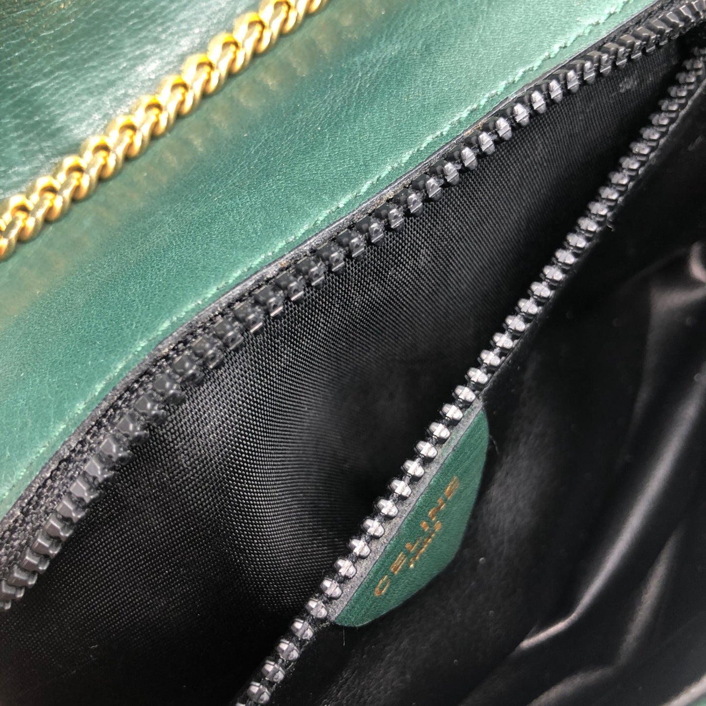 CELINE Triomphe Chain Shoulder bag Green Vintage tbw8uj