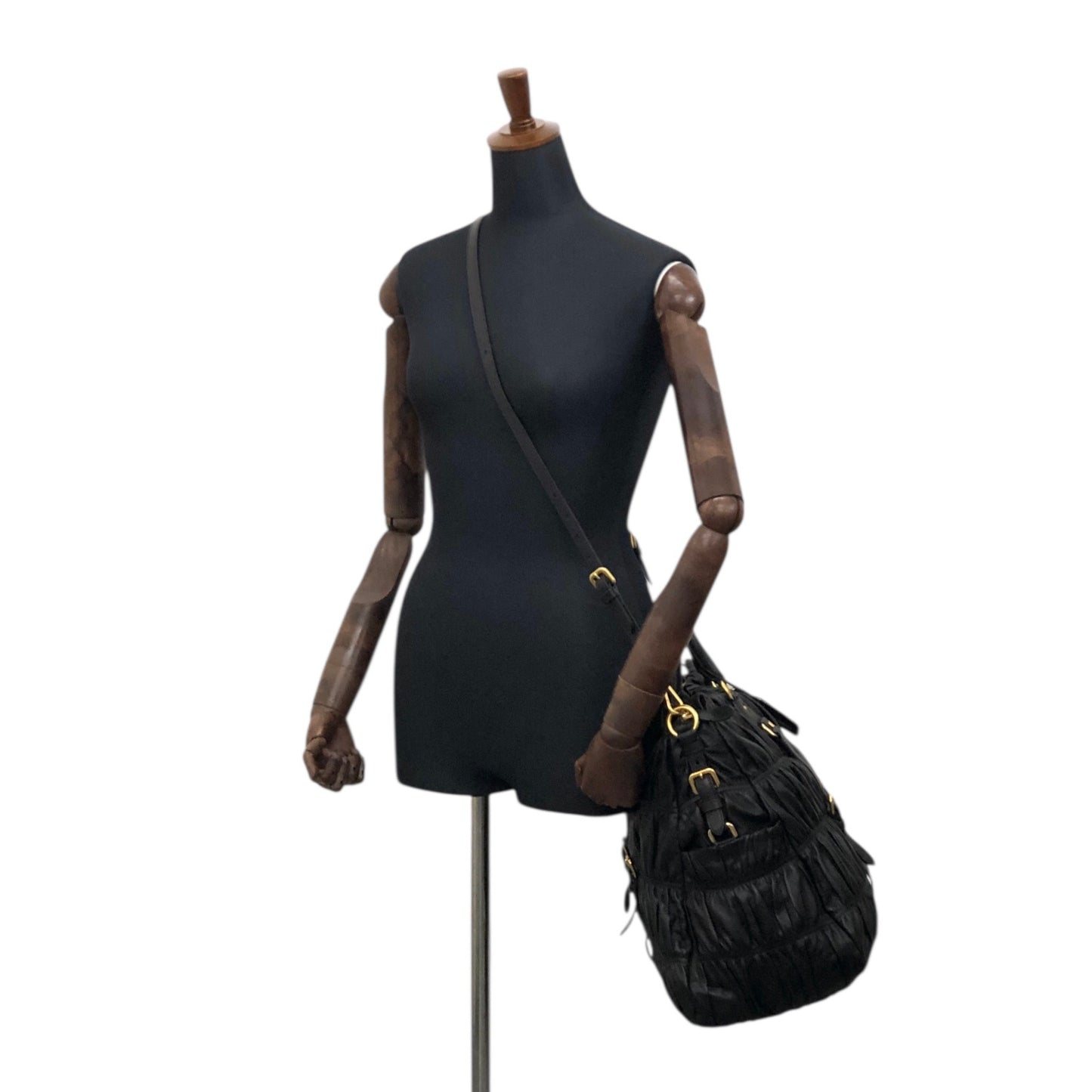 PRADA Logo Two-way Handbag Shoulder bag Black Vintage u8sukf