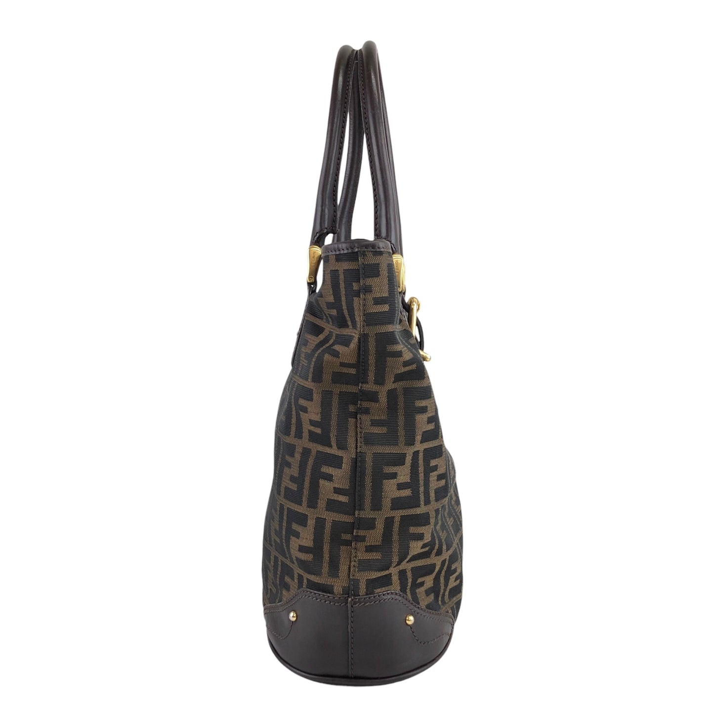 FENDI Zucca Front Buckle Totebag Brown Vintage dirw6v