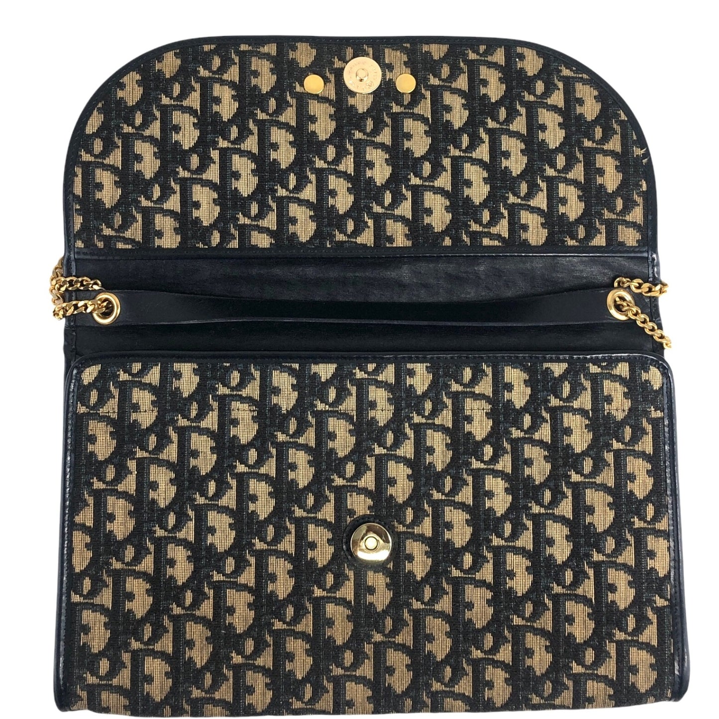 Christian Dior Trotter CD Logo Chain Shoulder bag Navy Vintage bmy3ab