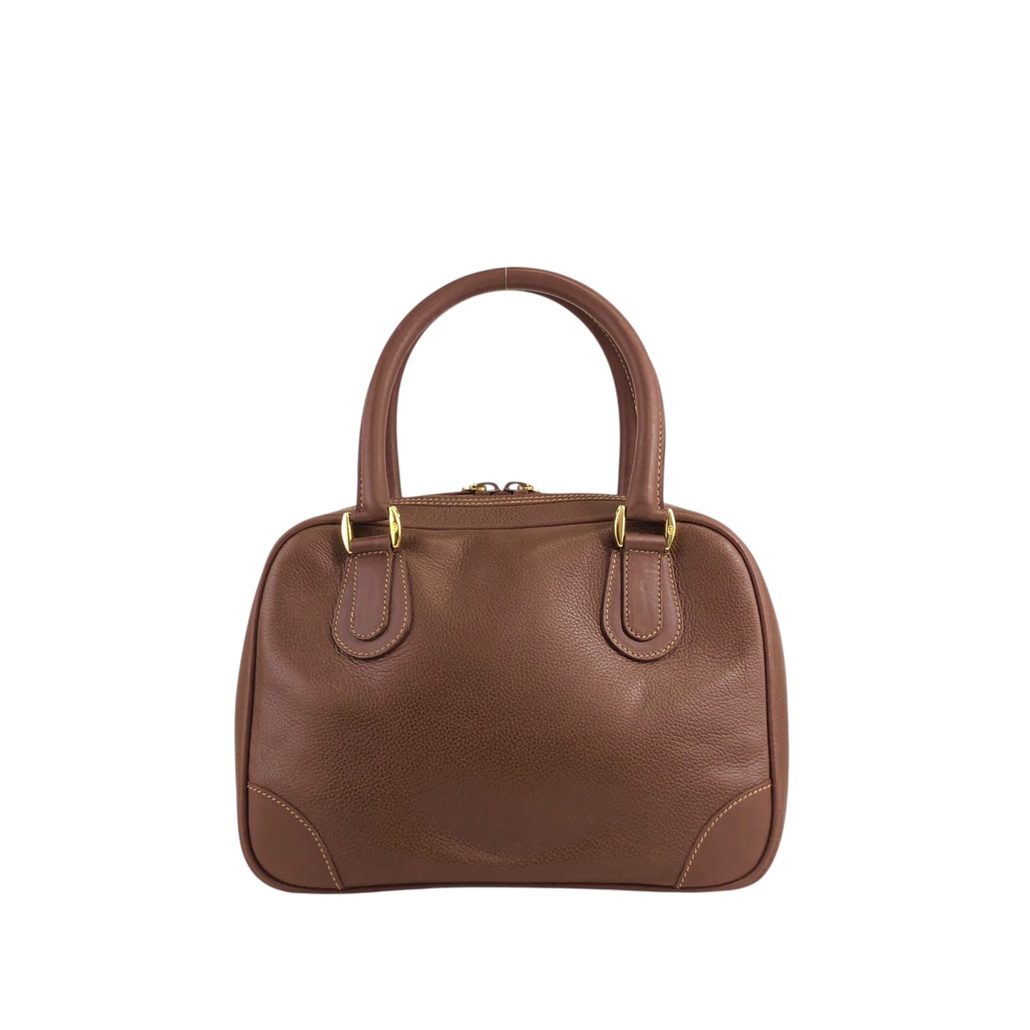 GUCCI Logo Embossed Handbag Boston bag Brown Vintage 7vibey