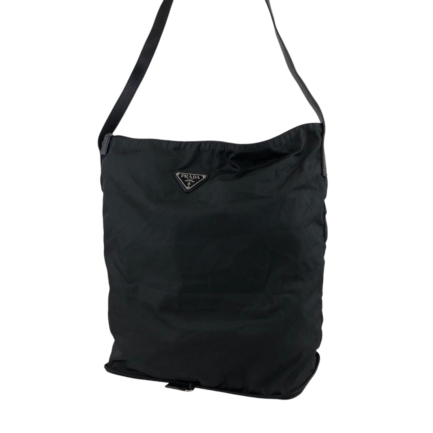 PRADA Triangle Logo Shoulder bag Black Vintage s733w2