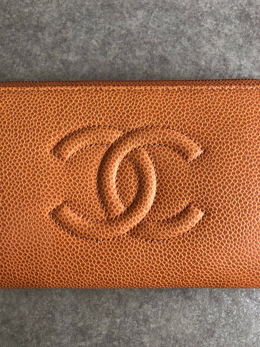 CHANEL Coco Mark Long Wallet Brown Vintage jrtiha