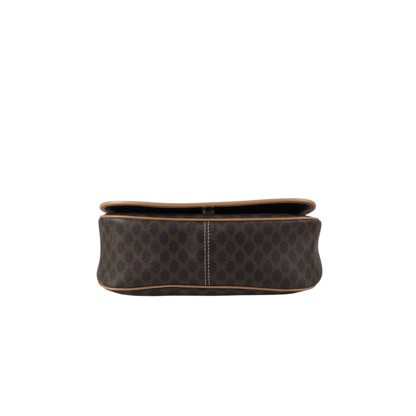 CELINE Macadam Blason Flap Shoulder bag Brown Vintage kbjacj