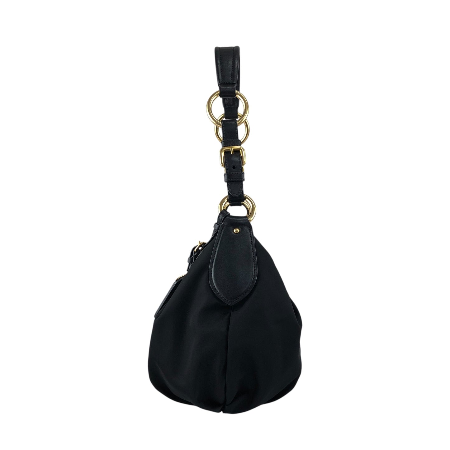 PRADA Tessuto Triangle Logo Shoulder bag Hobobag Black Vintage e3vera