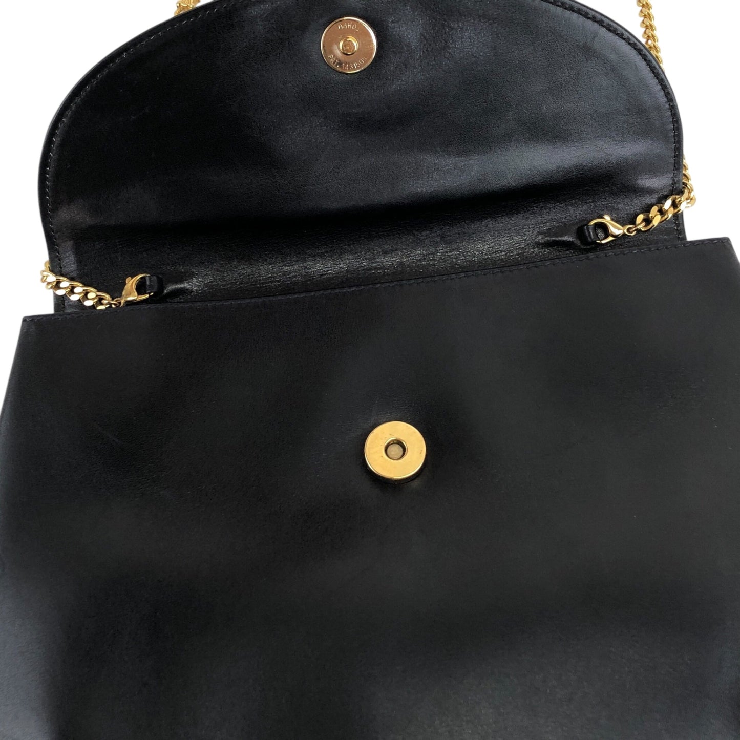 CELINE Blason Emblem Motif Chain Shoulder bag Black Vintage hp4pbe
