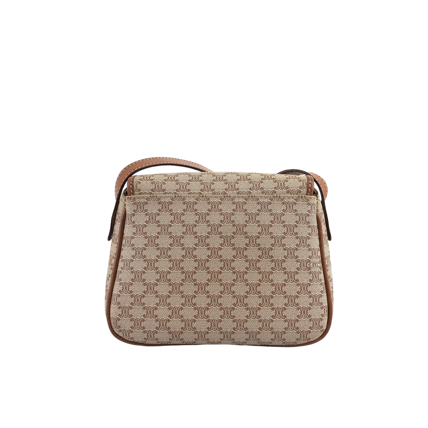 CELINE Macadam Blason Front Buckle Shoulder bag Beige Vintage tf7pxc