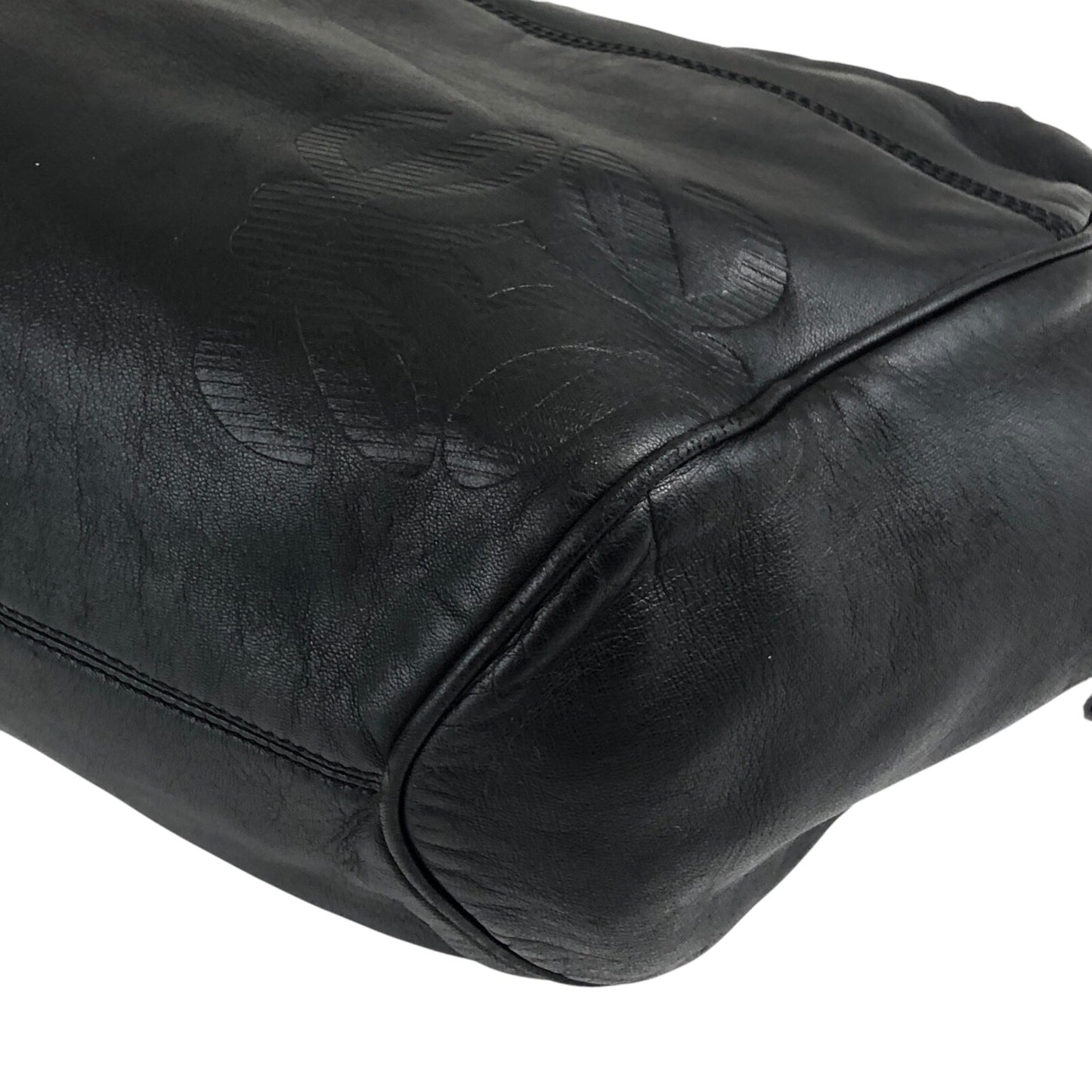 LOEWE Anagram Drawstring Handbag Black Vintage nggky5