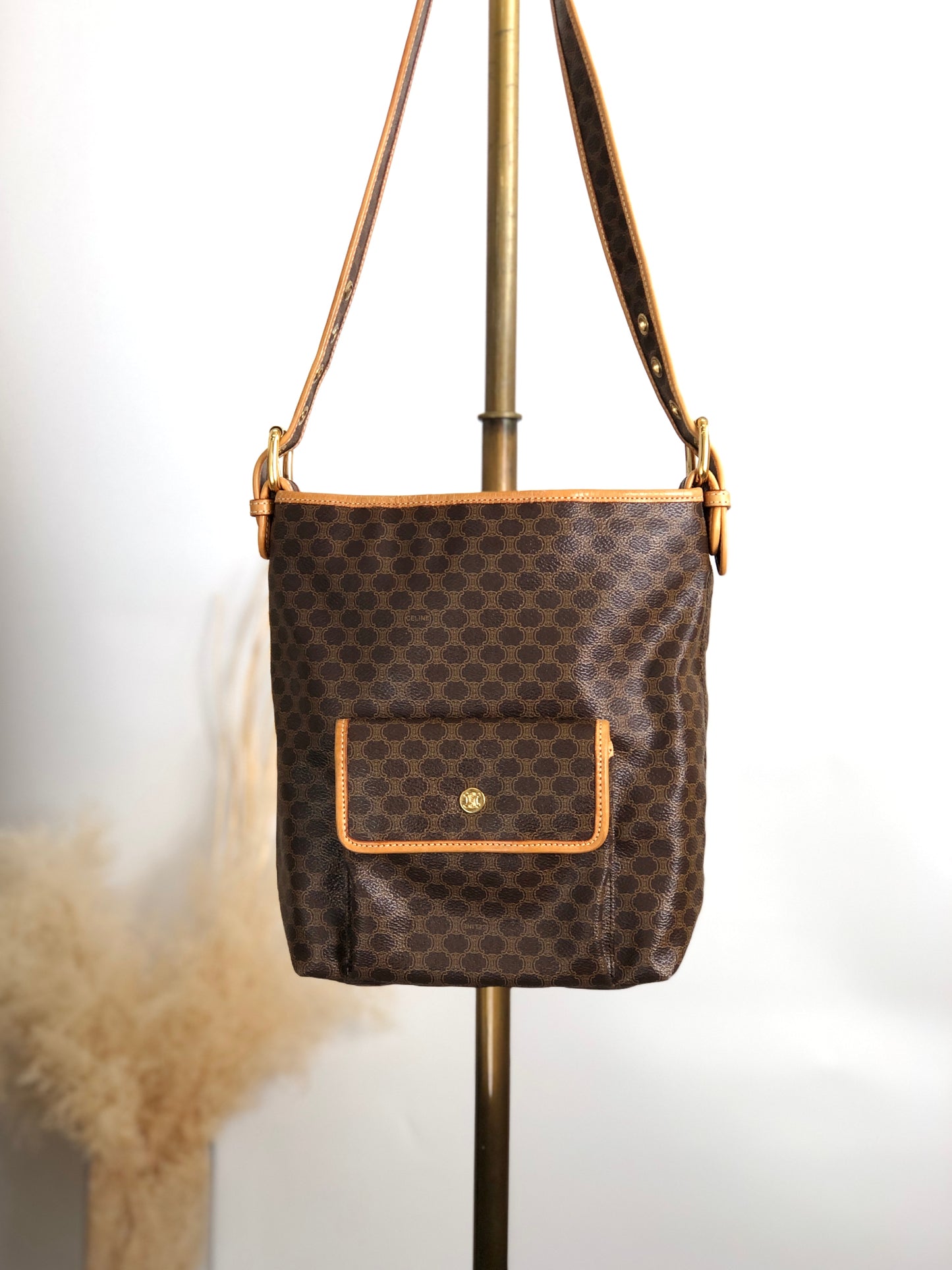 CELINE Macadam Shoulder bag Brown Vintage f23gdx