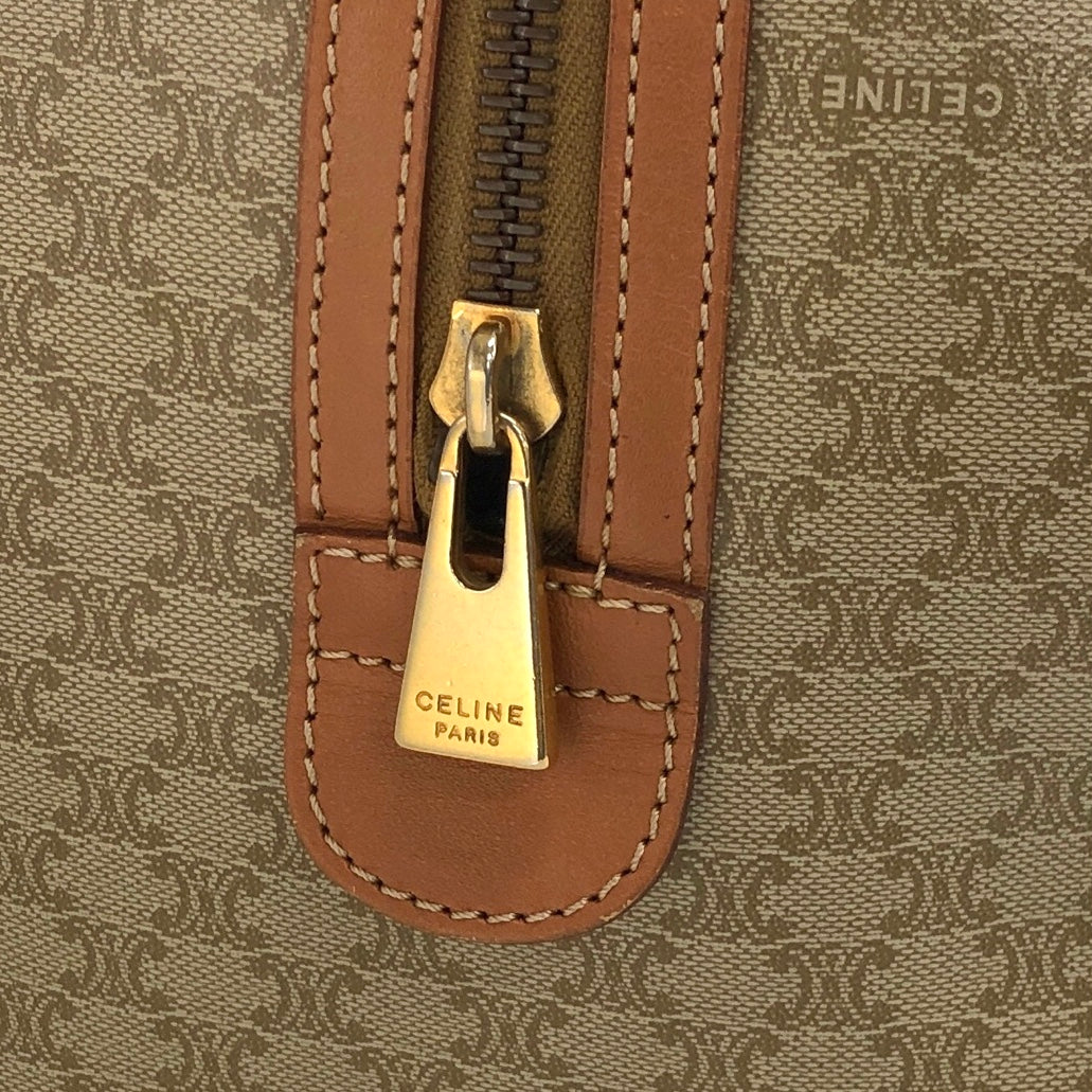 CELINE Macadam Blason Handbag Boston bag Beige Vintage 5s6c26