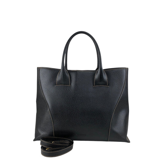 LOEWE Logo Embossed Two-way Handbag Totebag Black Vintage pfe4su