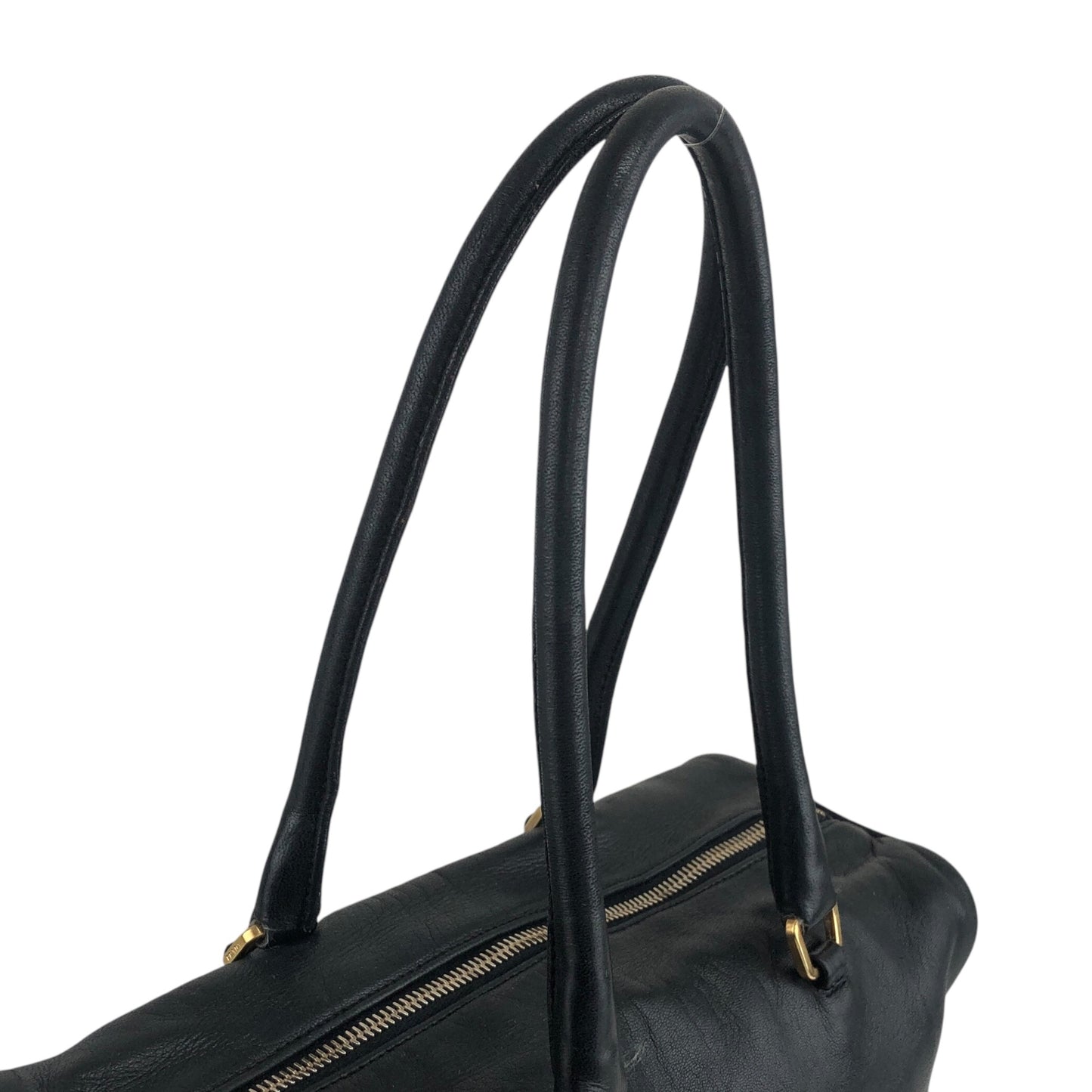 PRADA Logo Embossed Handbag Black Vintage fu6tga
