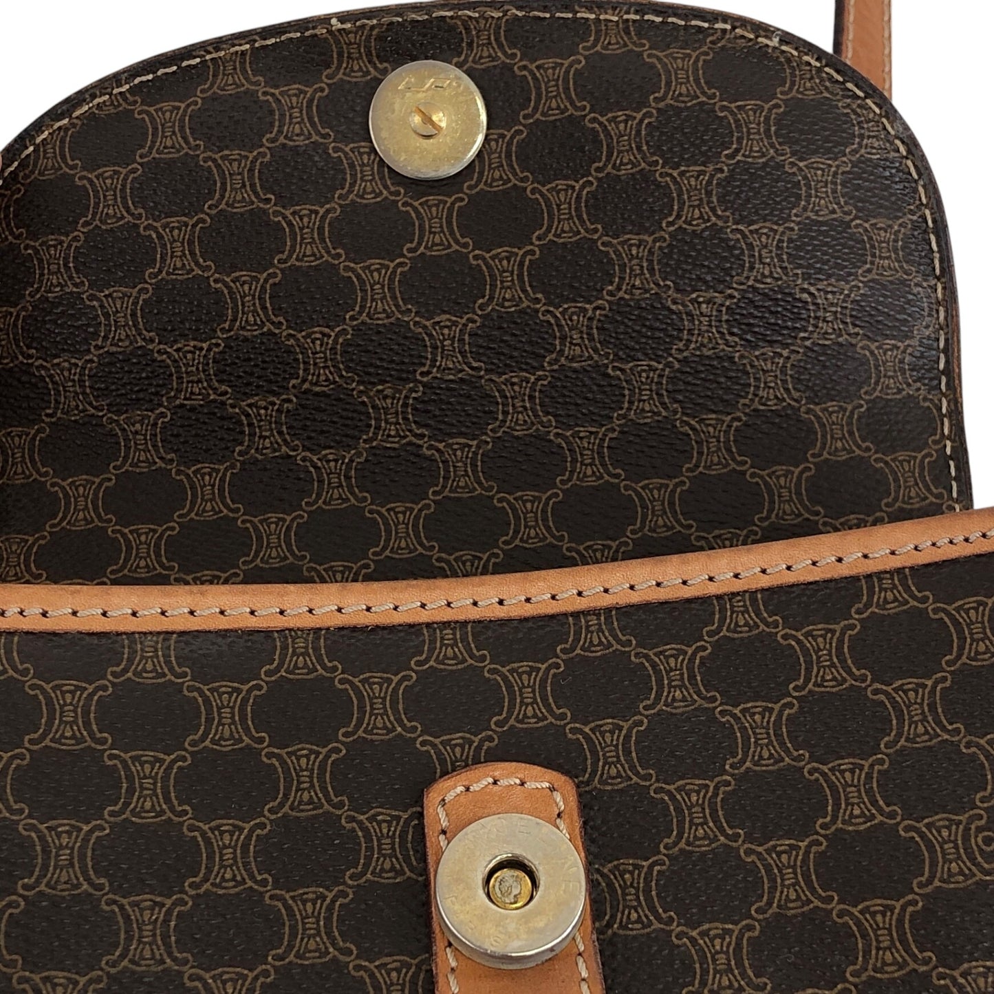 CELINE Macadam Blason Shoulder bag Brown Vintage nwujcb