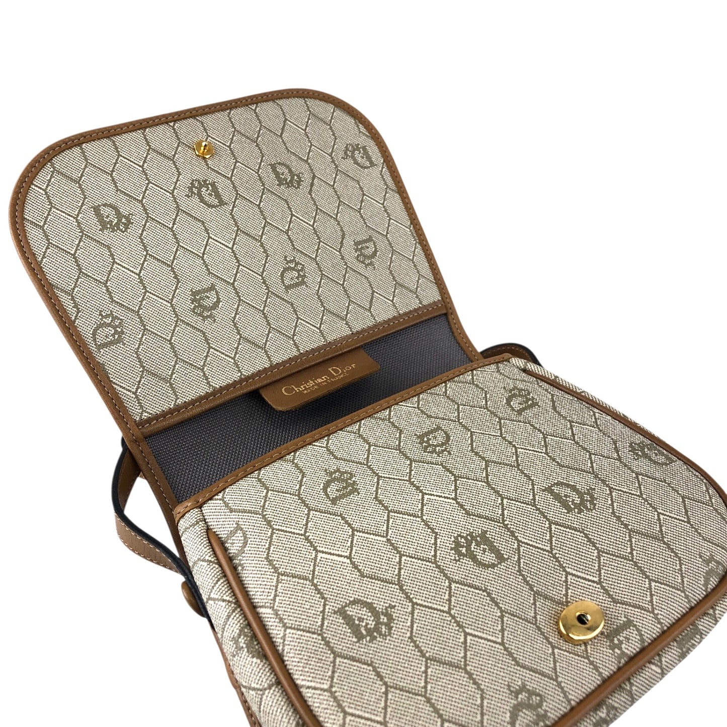 Christian Dior Honeycomb Pattern Small Shoulder bag Beige Vintage tumbw8