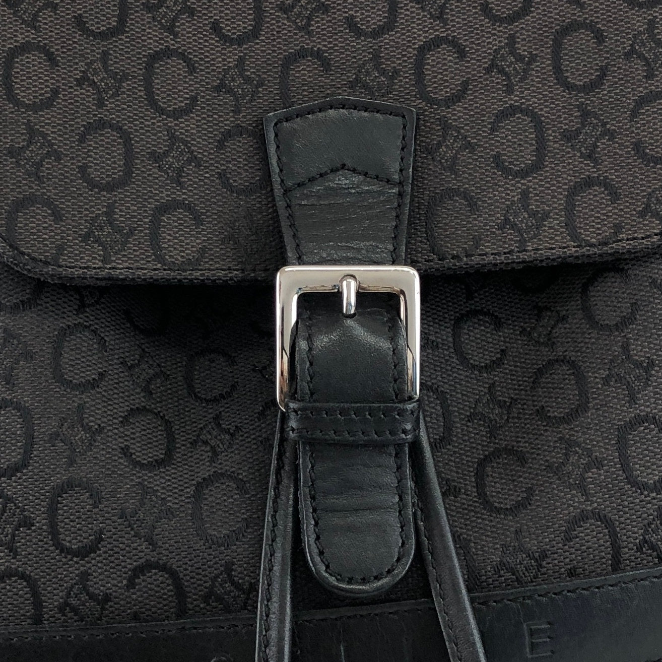 CELINE Front Buckl Backpack Black Vintage u4kmmj