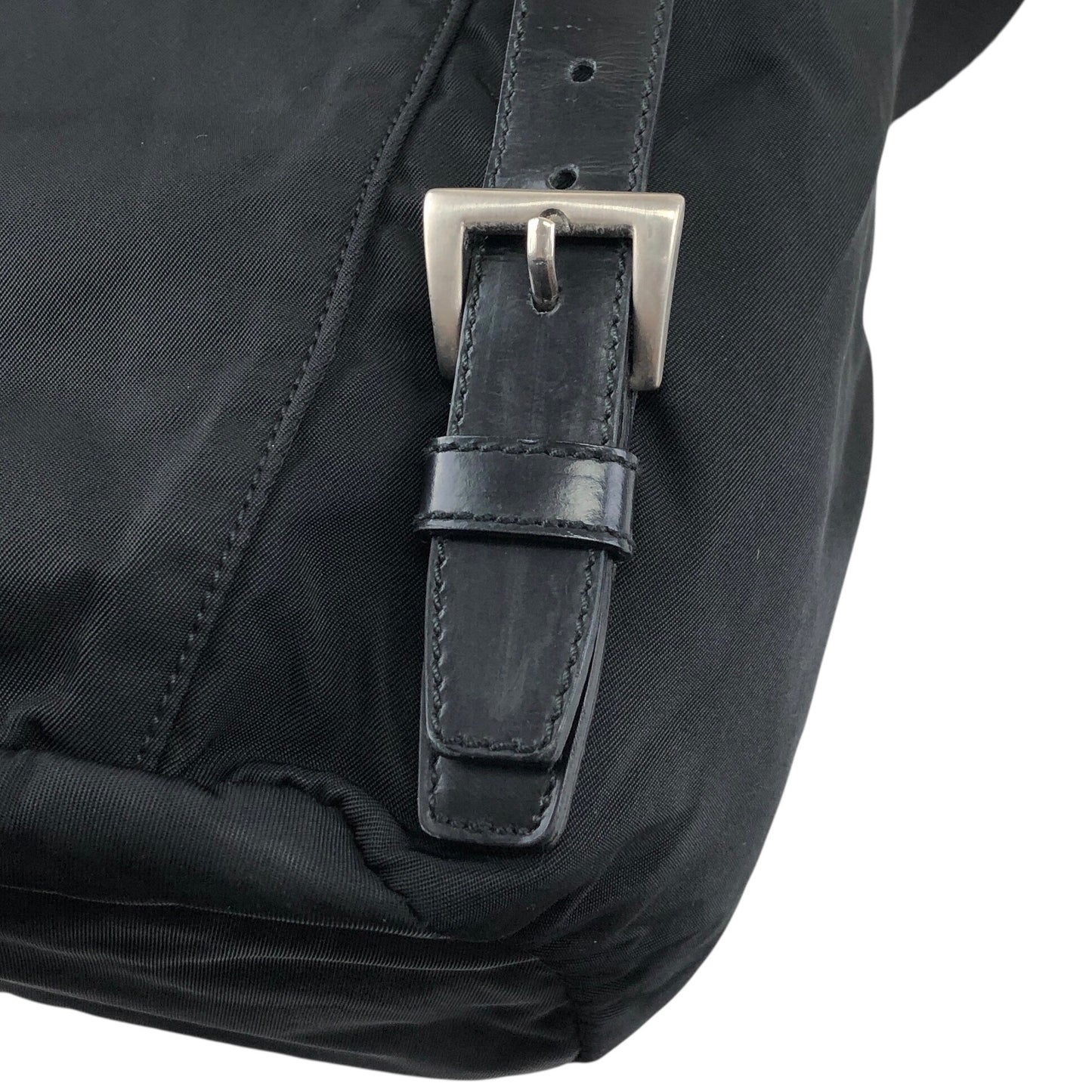 PRADA Tessuto Triangle Logo Front Pocket Backpack Black Vintage nnyiv2