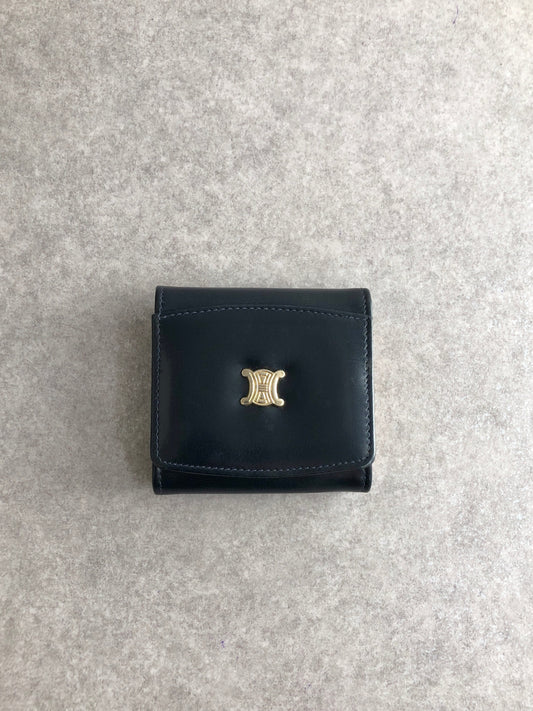 CELINE Triomphe Coin Purse Black Vintage 6fv42e