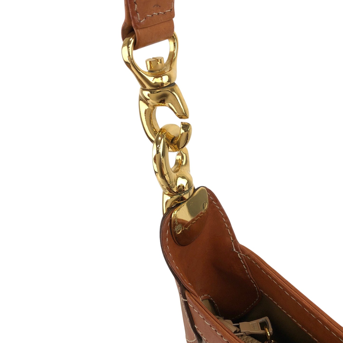 CELINE Macadam Blason Turn Lock Shoulder bag Hobobag Beige Vintage jniidp