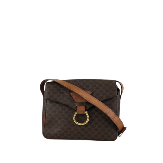 CELINE Macadam Horse Bit Shoulder bag Brown Vintage yw7ax4