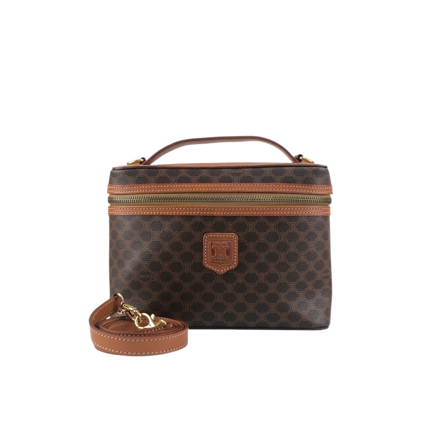 CELINE Macadam Blason Two-way Handbag Shoulder bag Vanity bag Brown Vintage vygm63