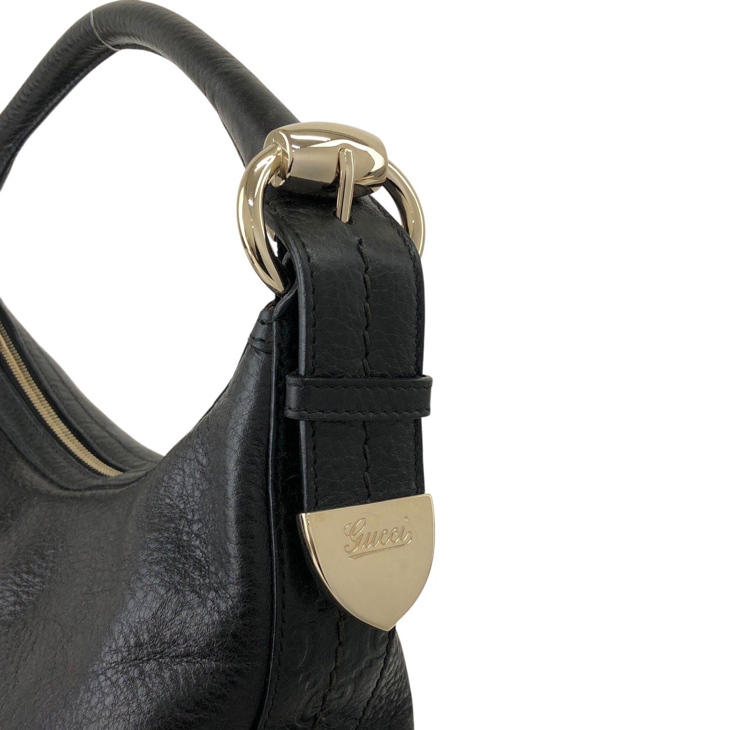 GUCCI Logo Shoulder bag Hobobag Black Vintage 7u7kf6