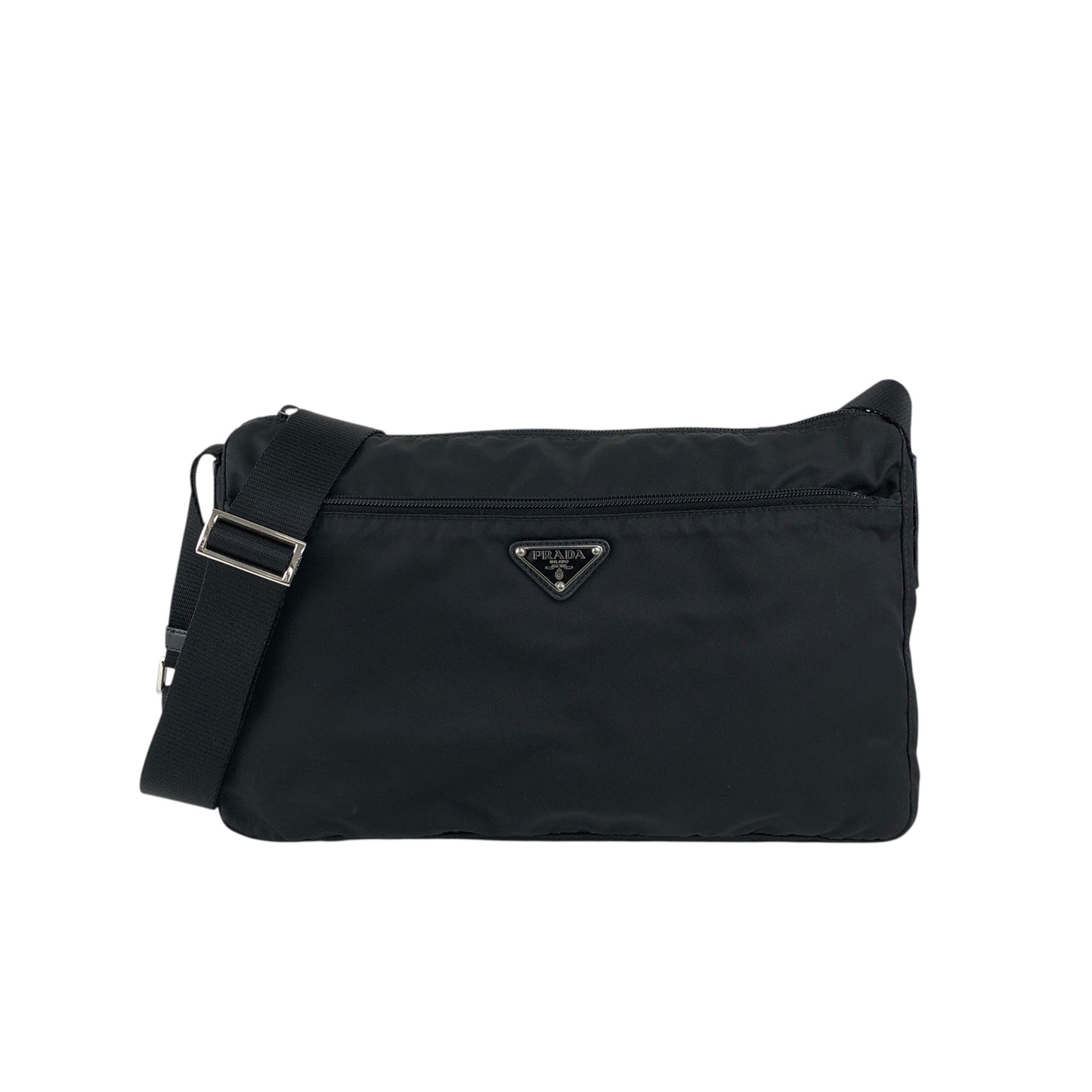 PRADA Triangle Logo Shoulder bag Black Vintage ik68if