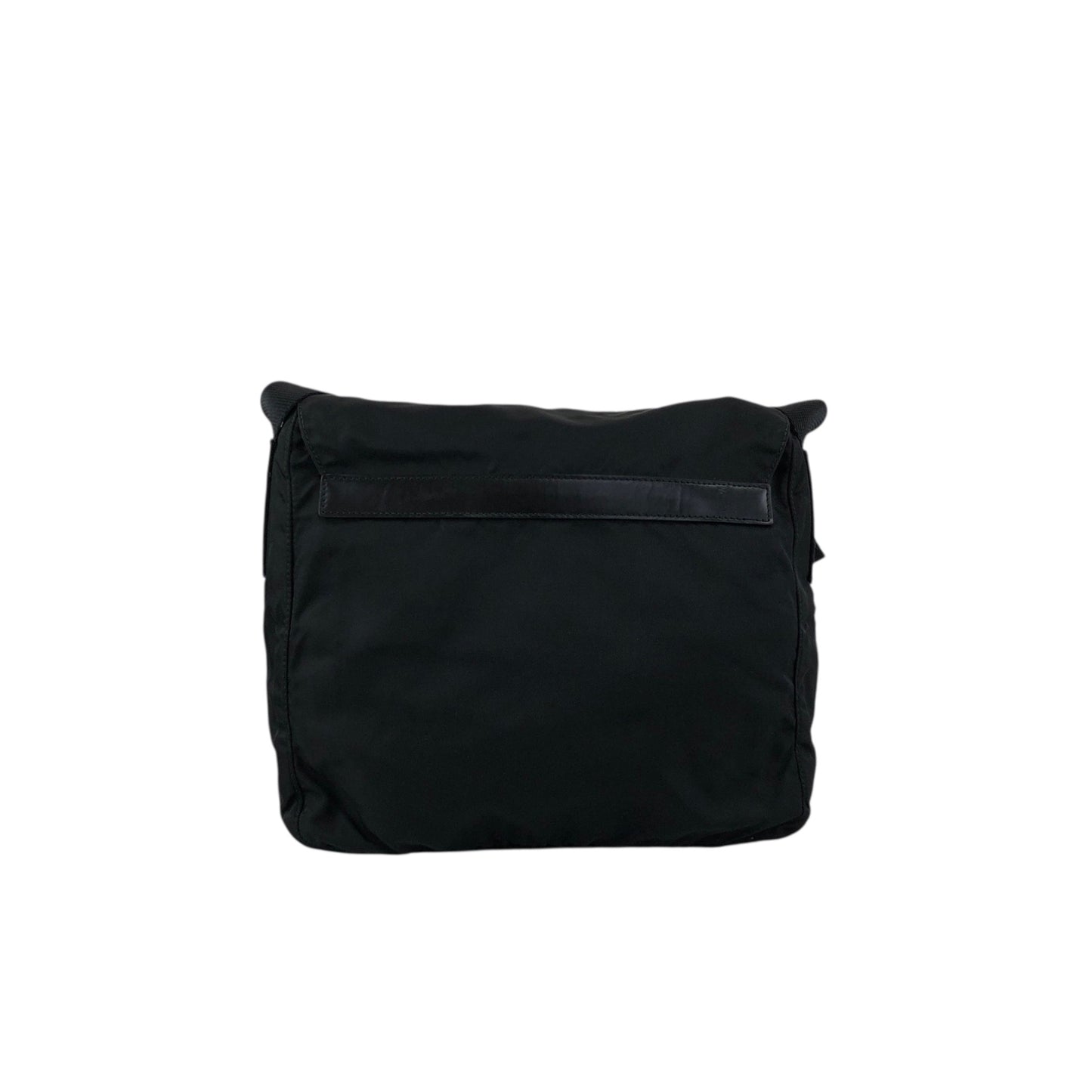 PRADA Tessuto Triangle Logo Front Buckle Shoulder bag Black Vintage g8uwx8