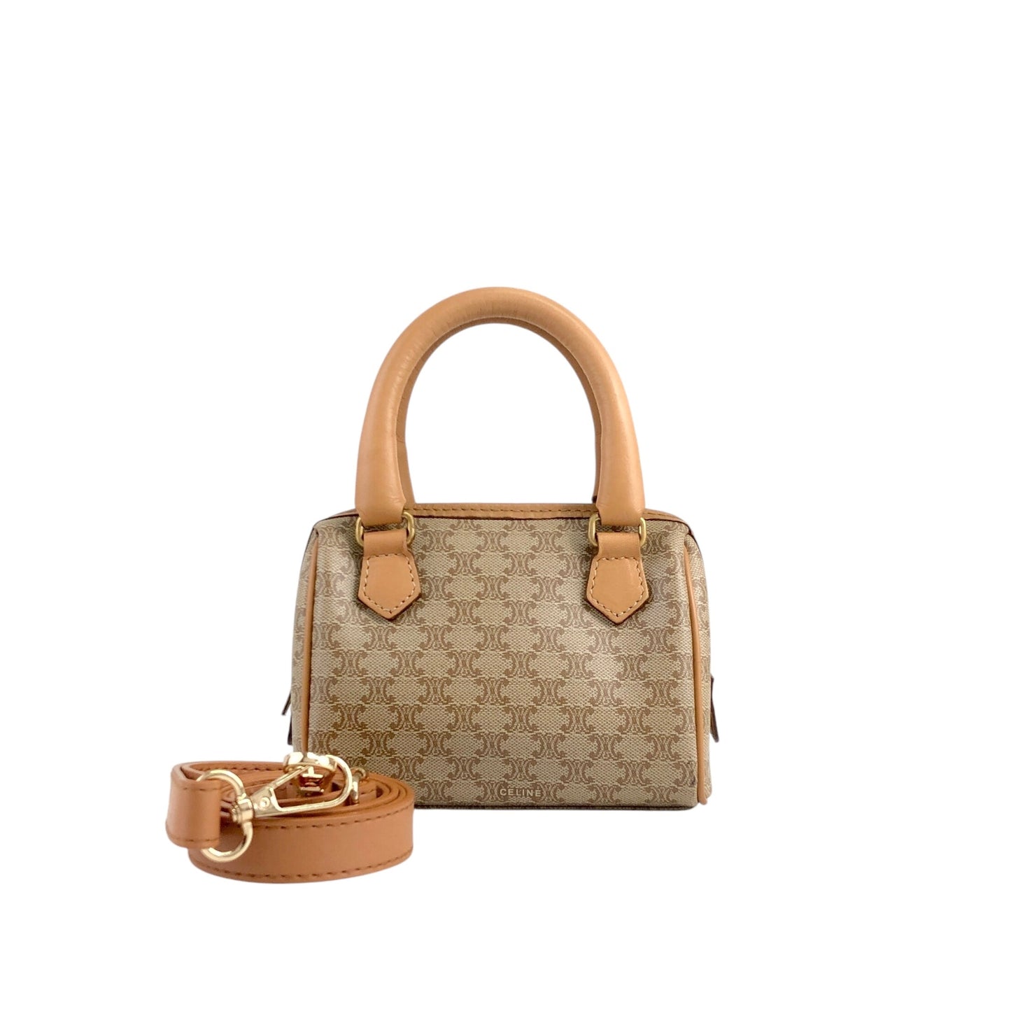 CELINE Macadam 兩用小號手提包單肩包米色復古 ecy7xt
