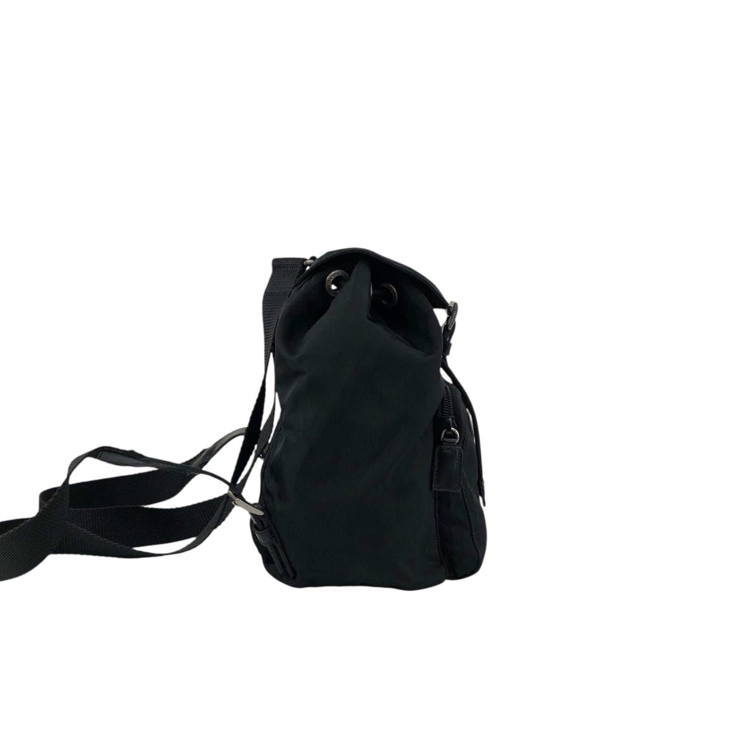 PRADA Tessuto Triangle Logo Front Pocket Backpack Black Vintage nnyiv2